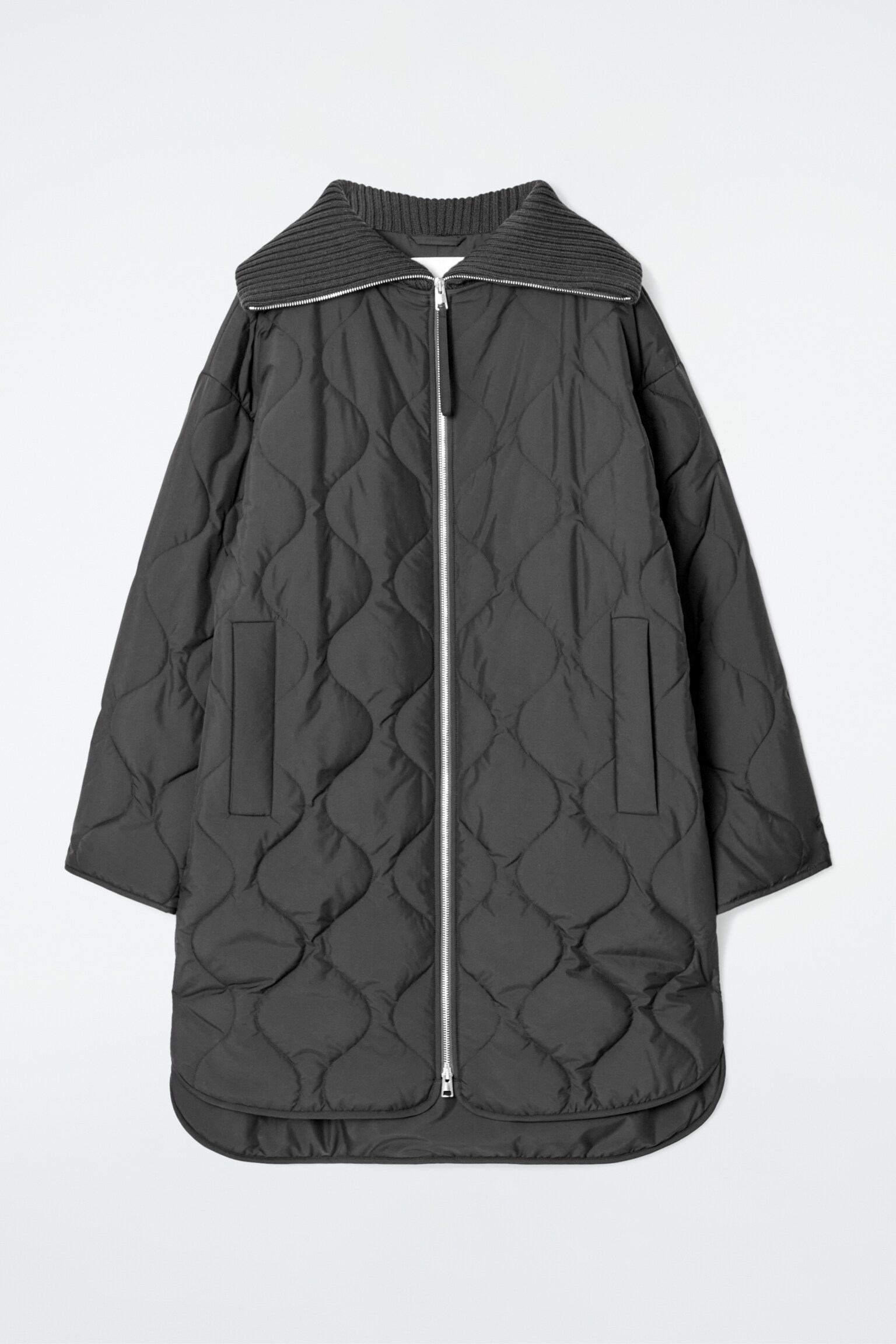 MANTEAU MATELASSÉ À COL CHEMINÉE - NOIR - 2