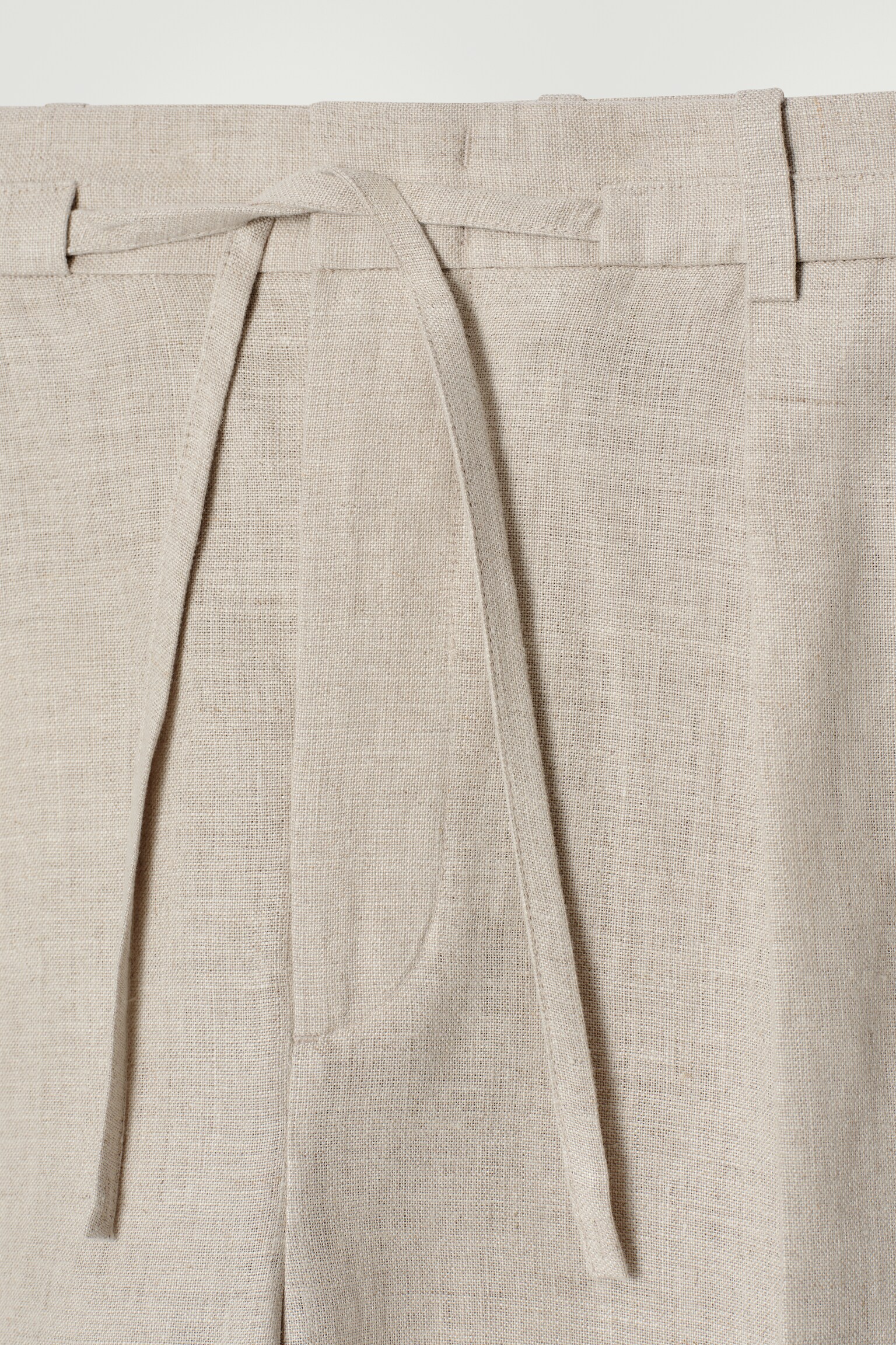 PANTALÓN CORTO DE LINO CON AJUSTE DE CORDÓN - BEIGE/SIN TEÑIR/AZUL MARINO/VERDE OSCURO - 3