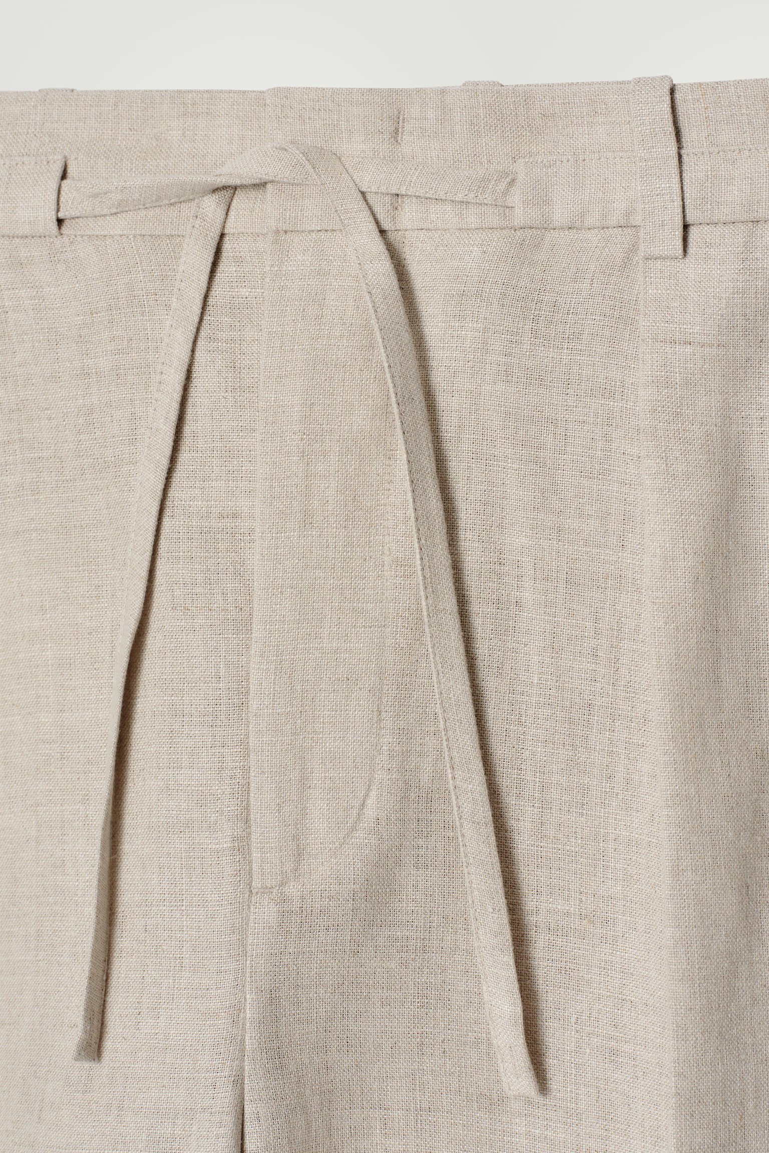 PANTALÓN CORTO DE LINO CON AJUSTE DE CORDÓN - BEIGE/SIN TEÑIR/AZUL MARINO/VERDE OSCURO - 9