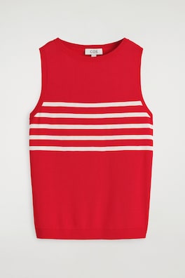 STRIPED KNITTED TANK TOP — RED / WHITE / STRIPED 2