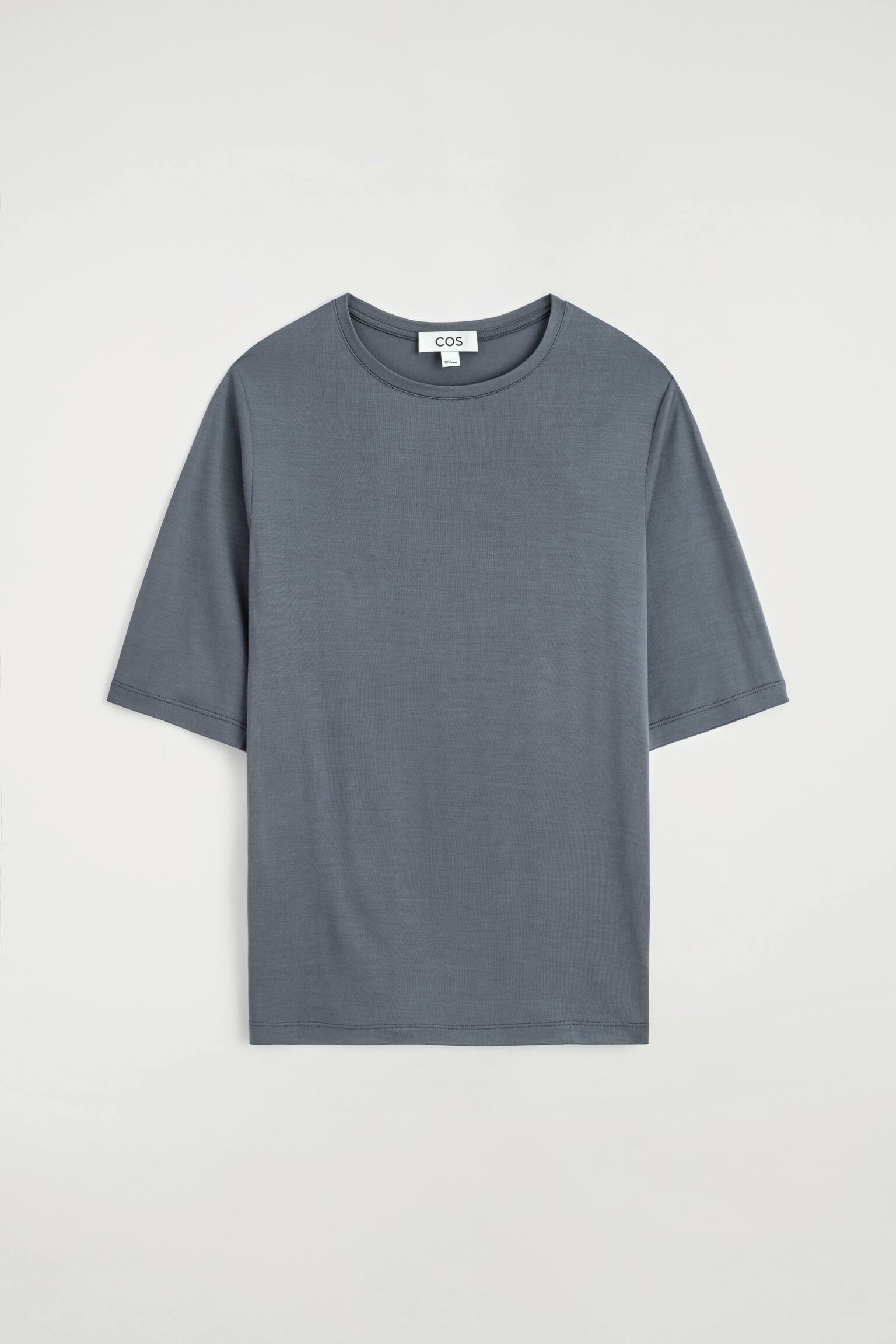 SPLÝVAVÉ HEDVÁBNÉ TRIČKO - STEEL BLUE - 1