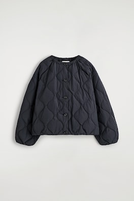 GATHERED QUILTED DOWN JACKET — NAVY 7
