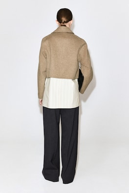 OVERSIZED CROPPED DOUBLE-FACED WOOL JACKET — BEIGE 6
