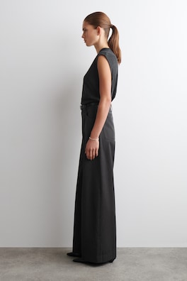 REGULAR WOOL-BLEND WIDE-LEG PANTS — BLACK 2