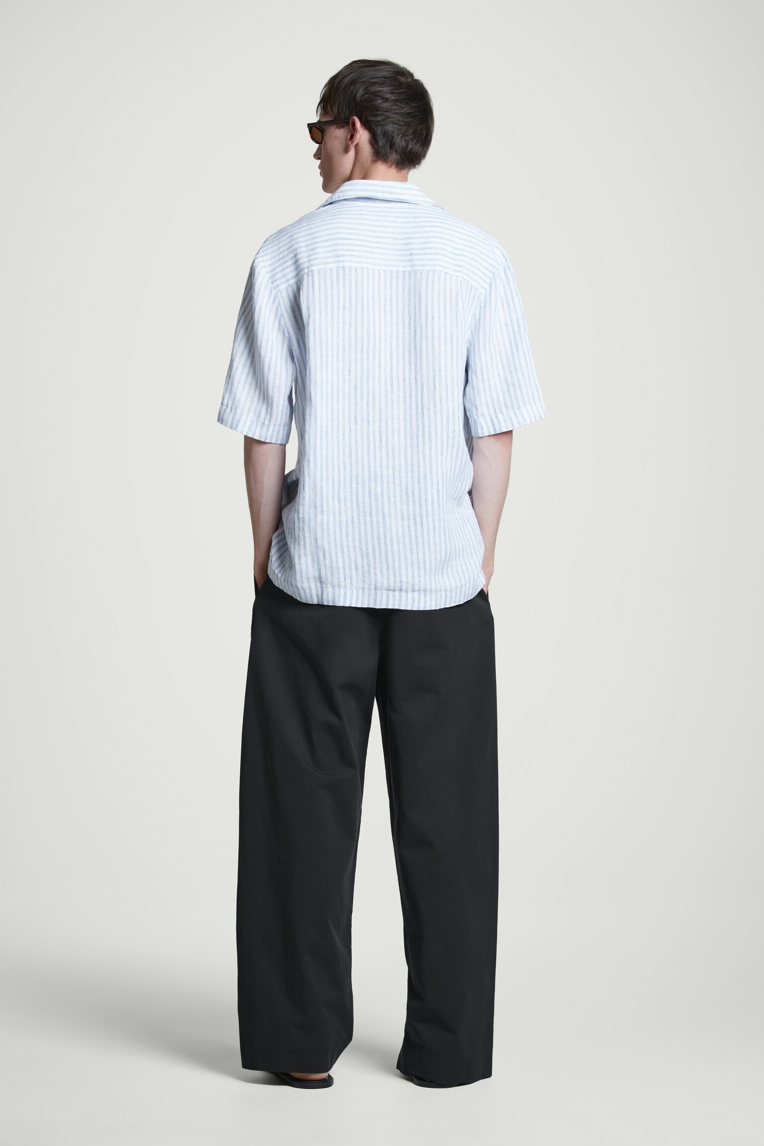 CAMICIA CON COLLETTO APERTO - BIANCO / BLU / RIGHE/COBALTO/AZZURRO - 3