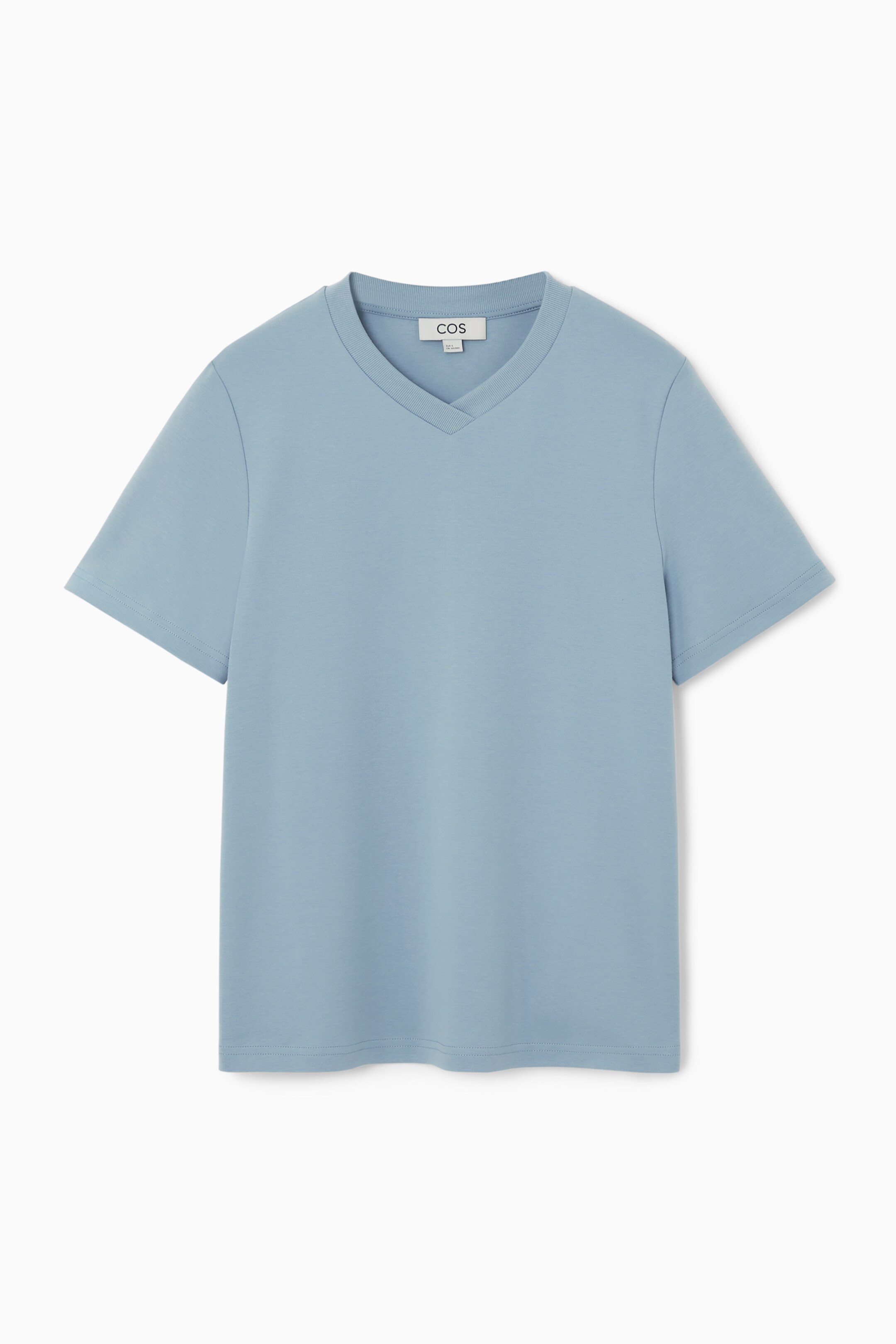 Agrandir l'image: T-SHIRT REGULAR SILHOUETTE CARRÉE À COL EN V - BLEU CIEL - FEMME | H&M CH 1