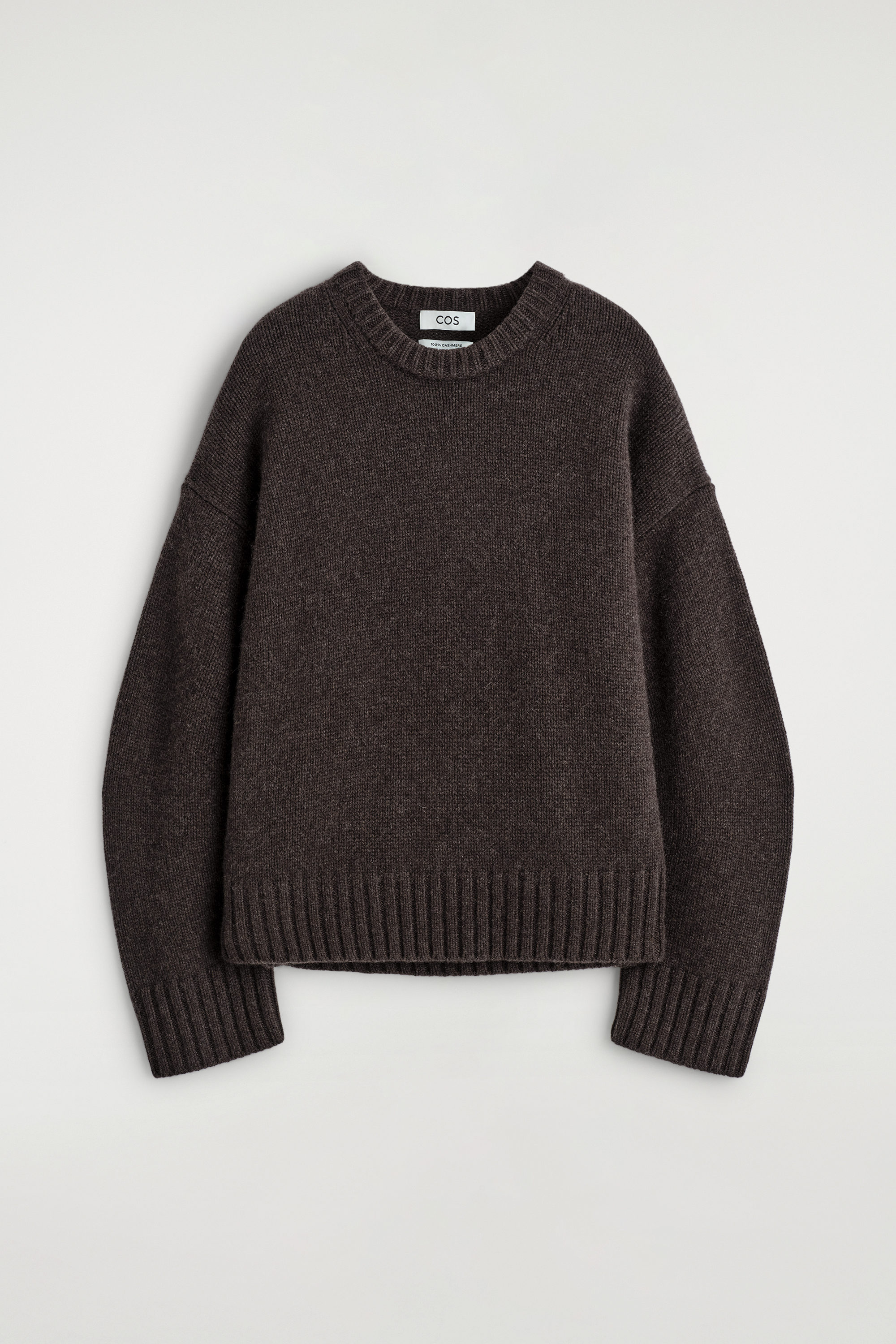 CHUNKY PURE CASHMERE CREW-NECK SWEATER - DARK BROWN | COS US