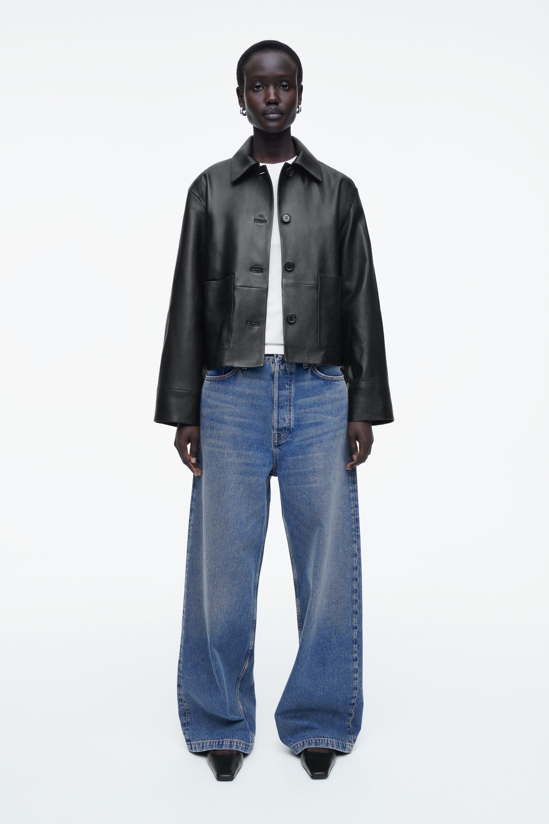 アウターその他 CHLOE Women Outer CH25SCV11206001 Black Chloe Women's Black Oversized Leather Jacket Size 40 (UK12