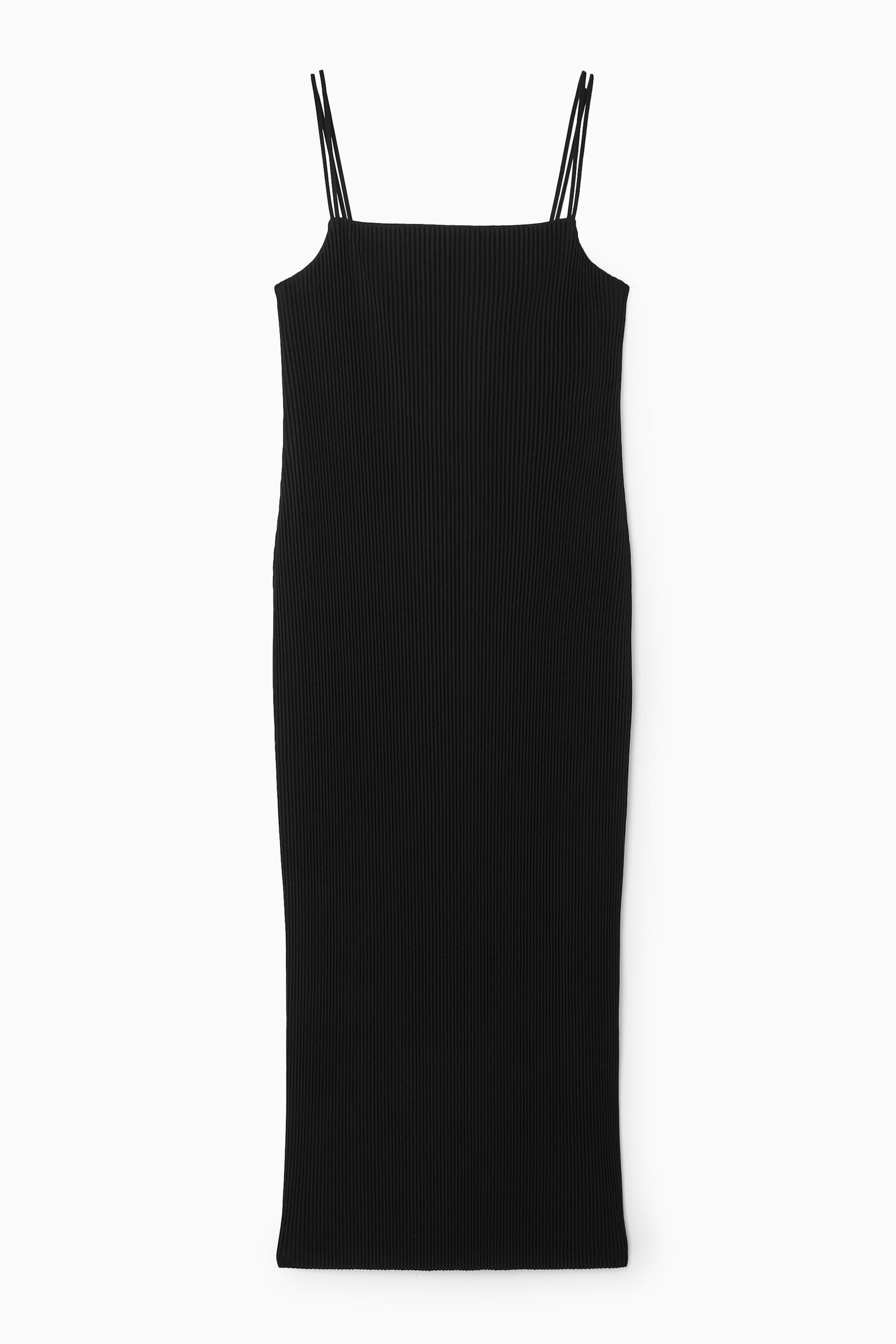 PLISSÉ MIDI SLIP DRESS - BLACK/IVORY - 1