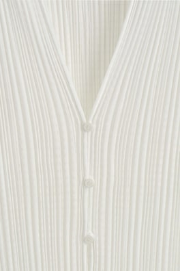 PLEATED JACQUARD CARDIGAN — WHITE 7