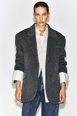 BRUSHED-WOOL BLAZER — CHARCOAL MÉLANGE 6