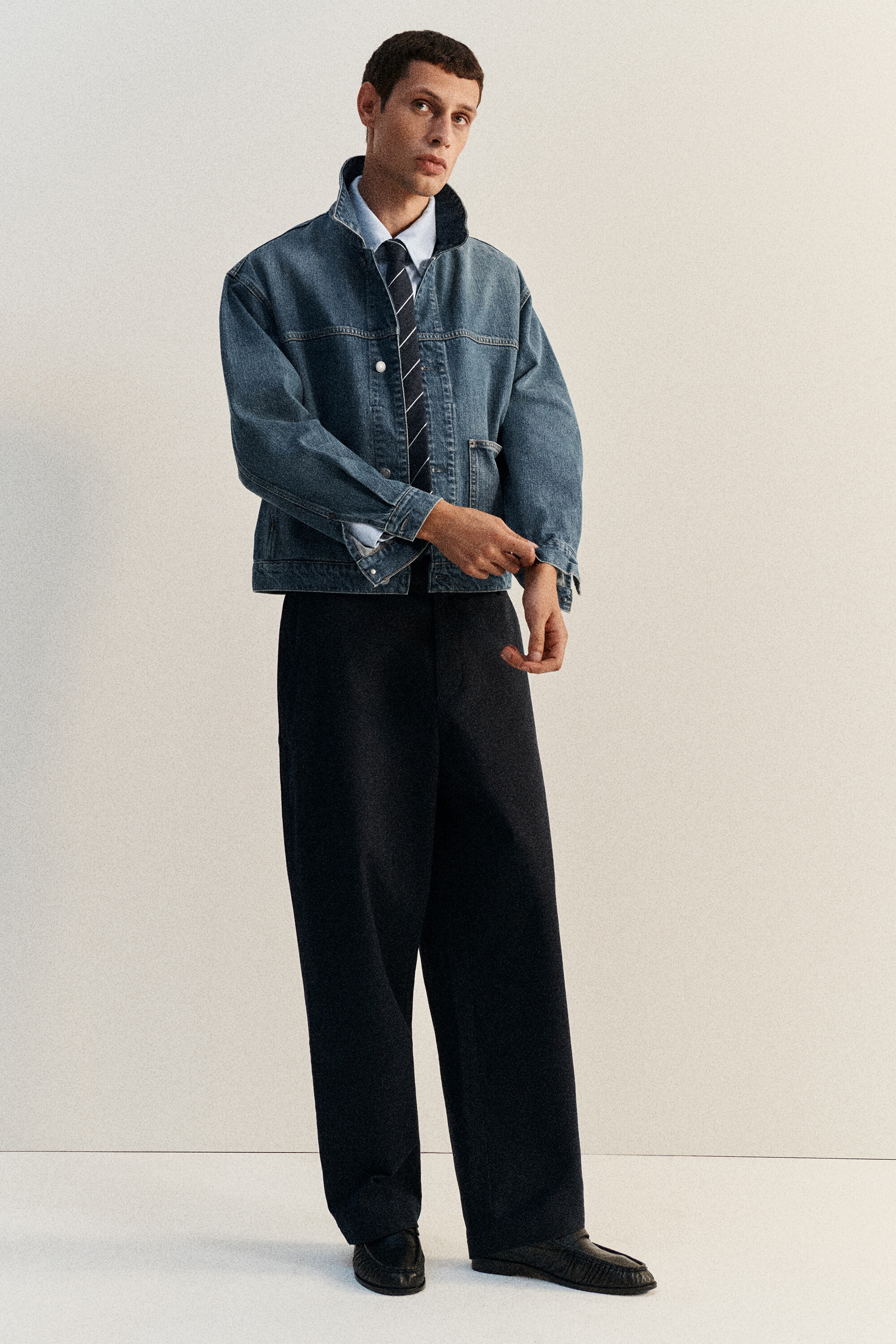 COTTON-TWILL RELAXED-FIT STRAIGHT-LEG PANTS - NAVY | COS US