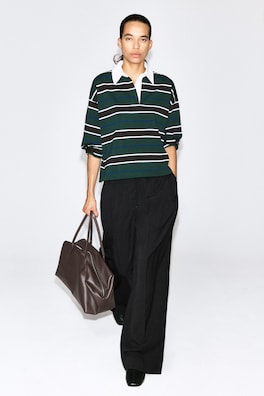 STRIPED COTTON RUGBY SHIRT — GREEN / BROWN / STRIPED 2