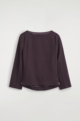 TAILORED WOOL BOAT-NECK TOP — UMBER 9