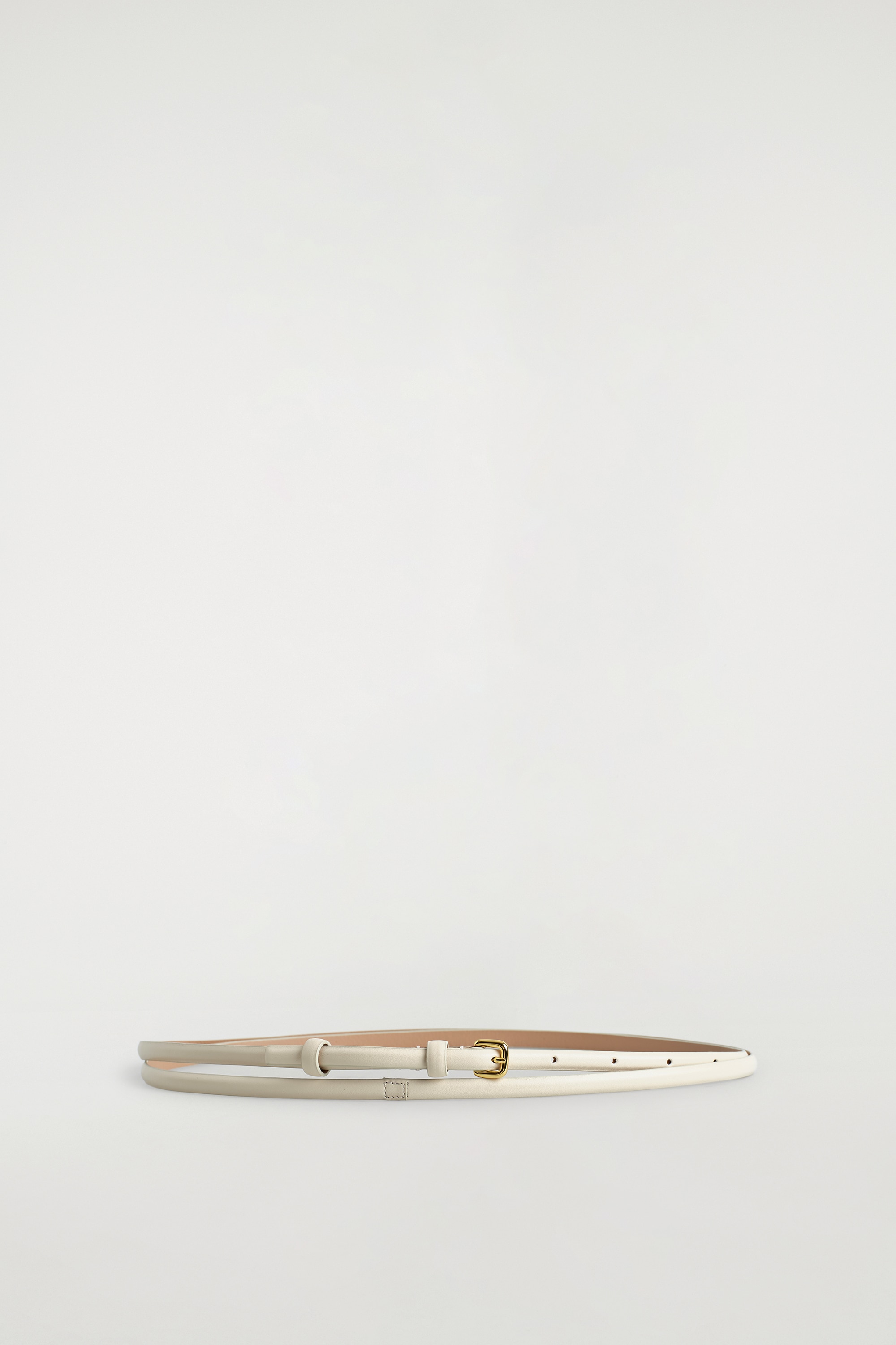 CINTURA SKINNY IN PELLE A DOPPIO GIRO - BIANCO