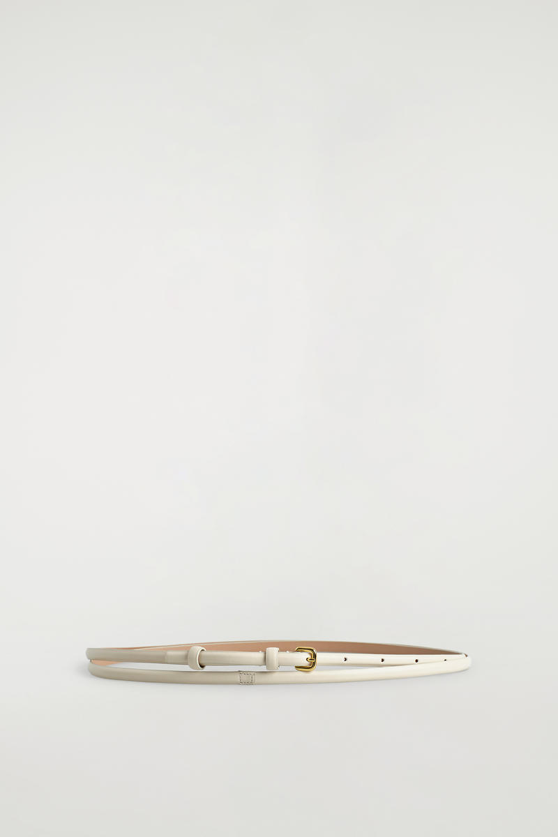 Cos Double-wrap Skinny Leather Belt In Neutral