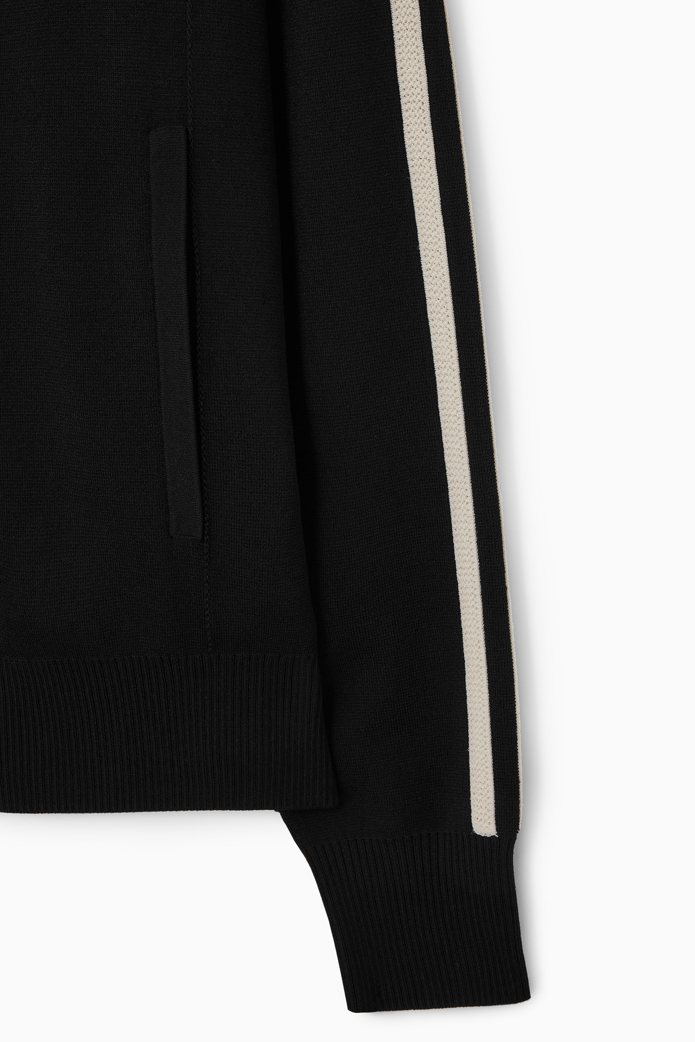 CONTRAST-STRIPE KNITTED TRACK JACKET - BLACK / IVORY | COS