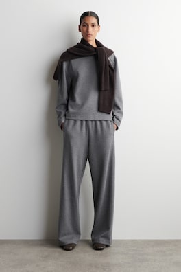 WIDE-LEG COTTON JOGGERS — GREY MÉLANGE 1