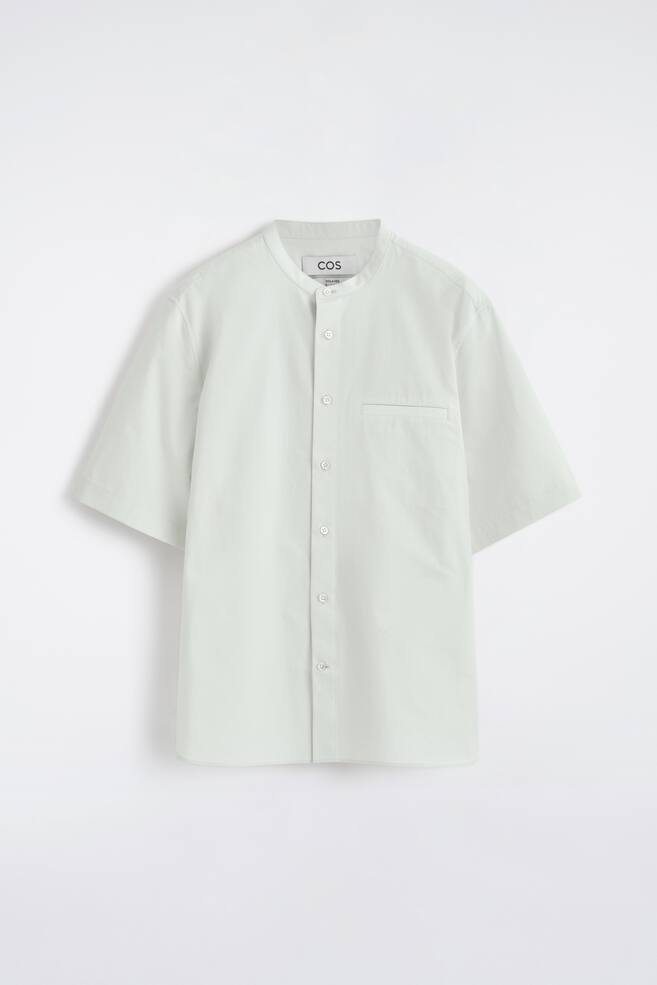GRANDAD-COLLAR SHORT-SLEEVED SHIRT - LIGHT GREEN/BLUE / WHITE / STRIPED - 1