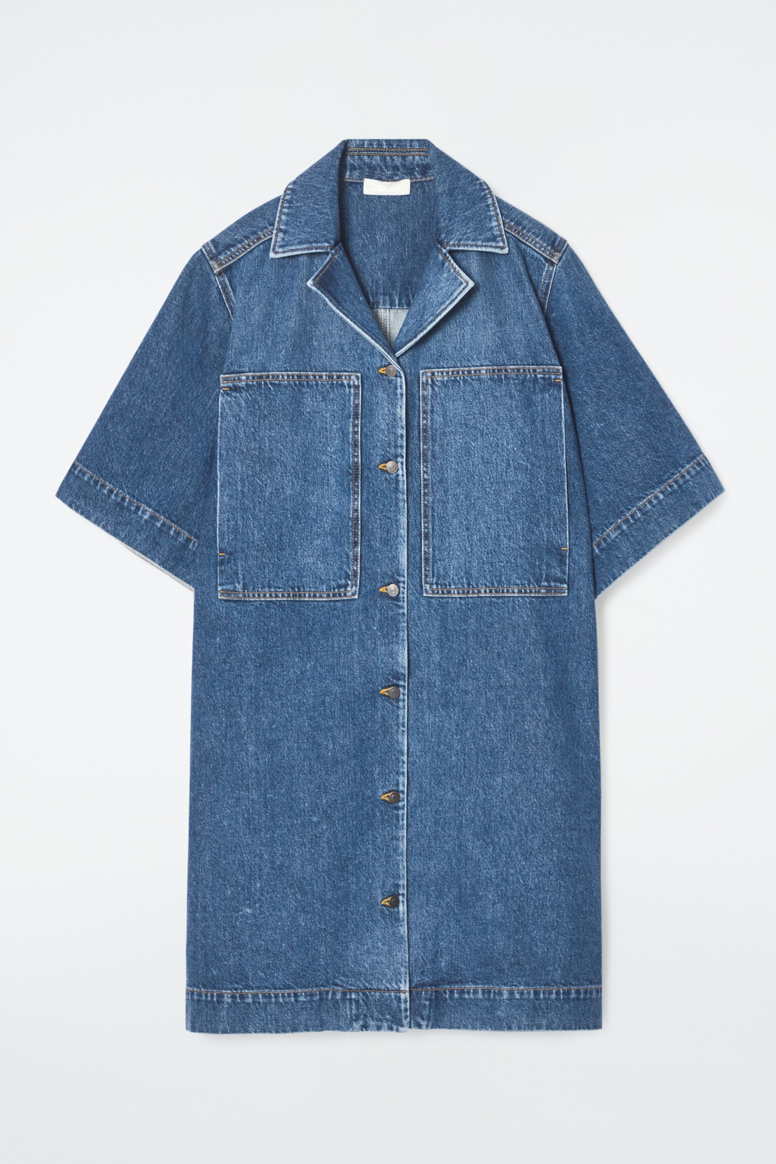 MINI DENIM SHIRT DRESS - BLUE