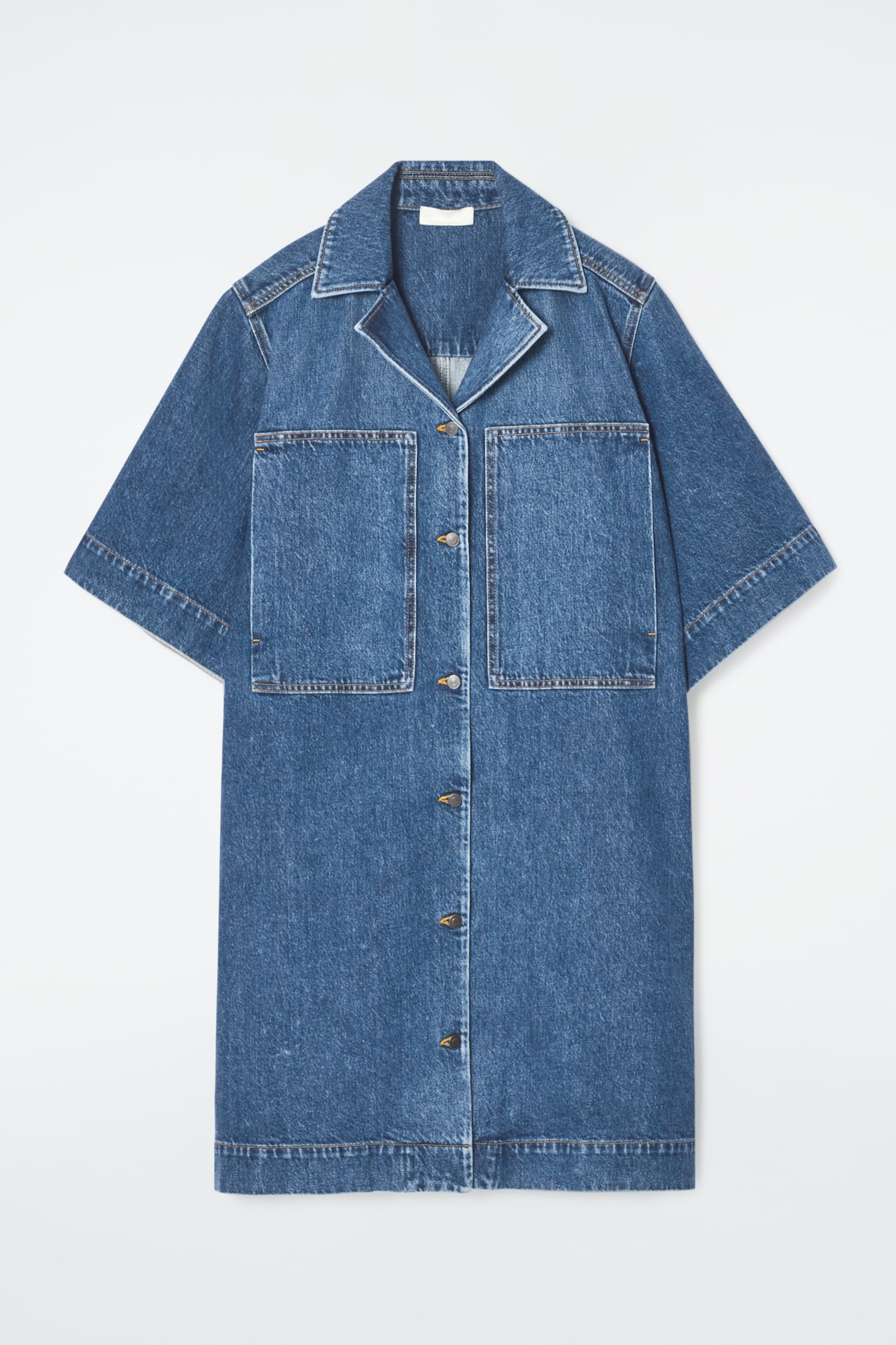 MINI DENIM SHIRT DRESS - BLUE