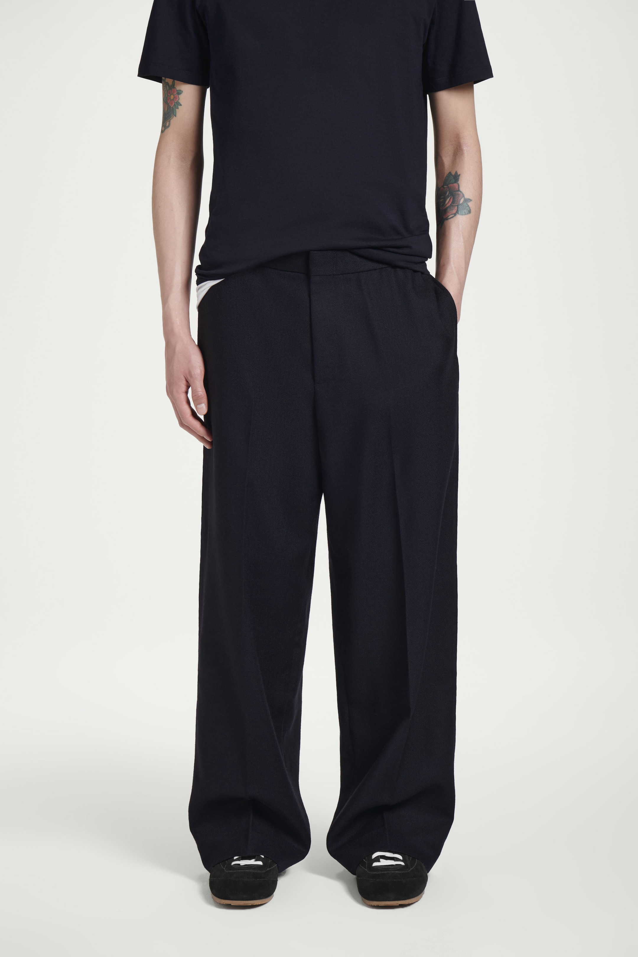 TAILORED WOOL-FLANNEL STRAIGHT-LEG TRACK PANTS