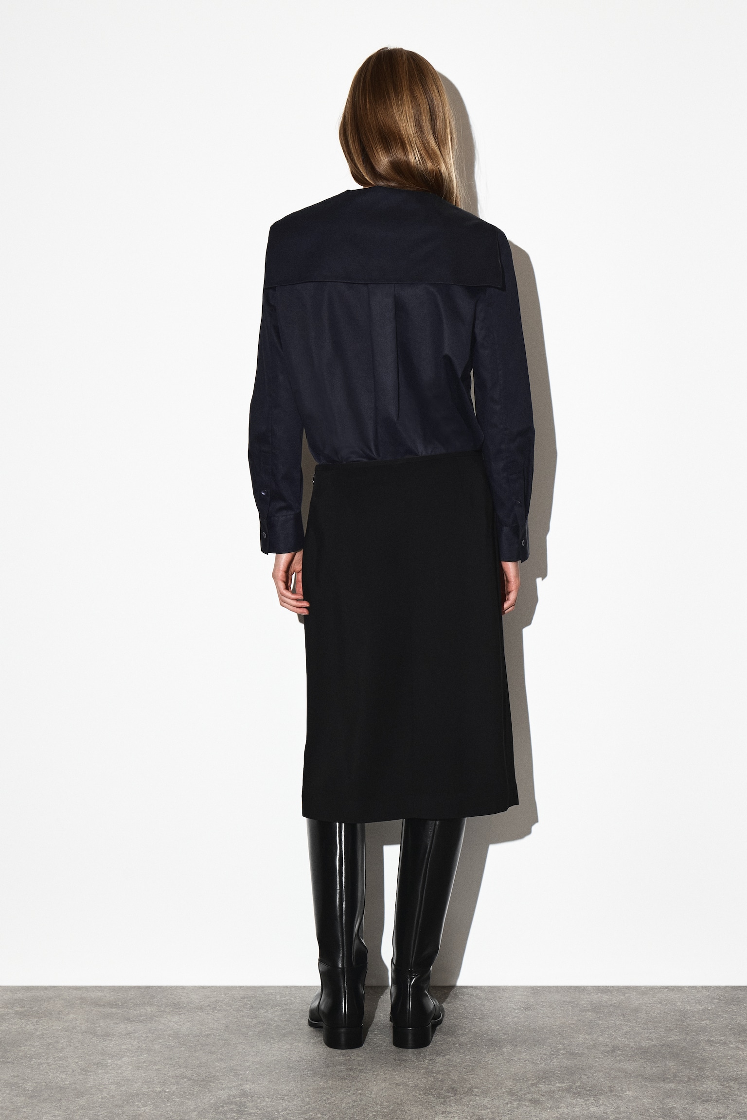 CHEMISE À COL MARIN EN COTON - BLEU MARINE - 6