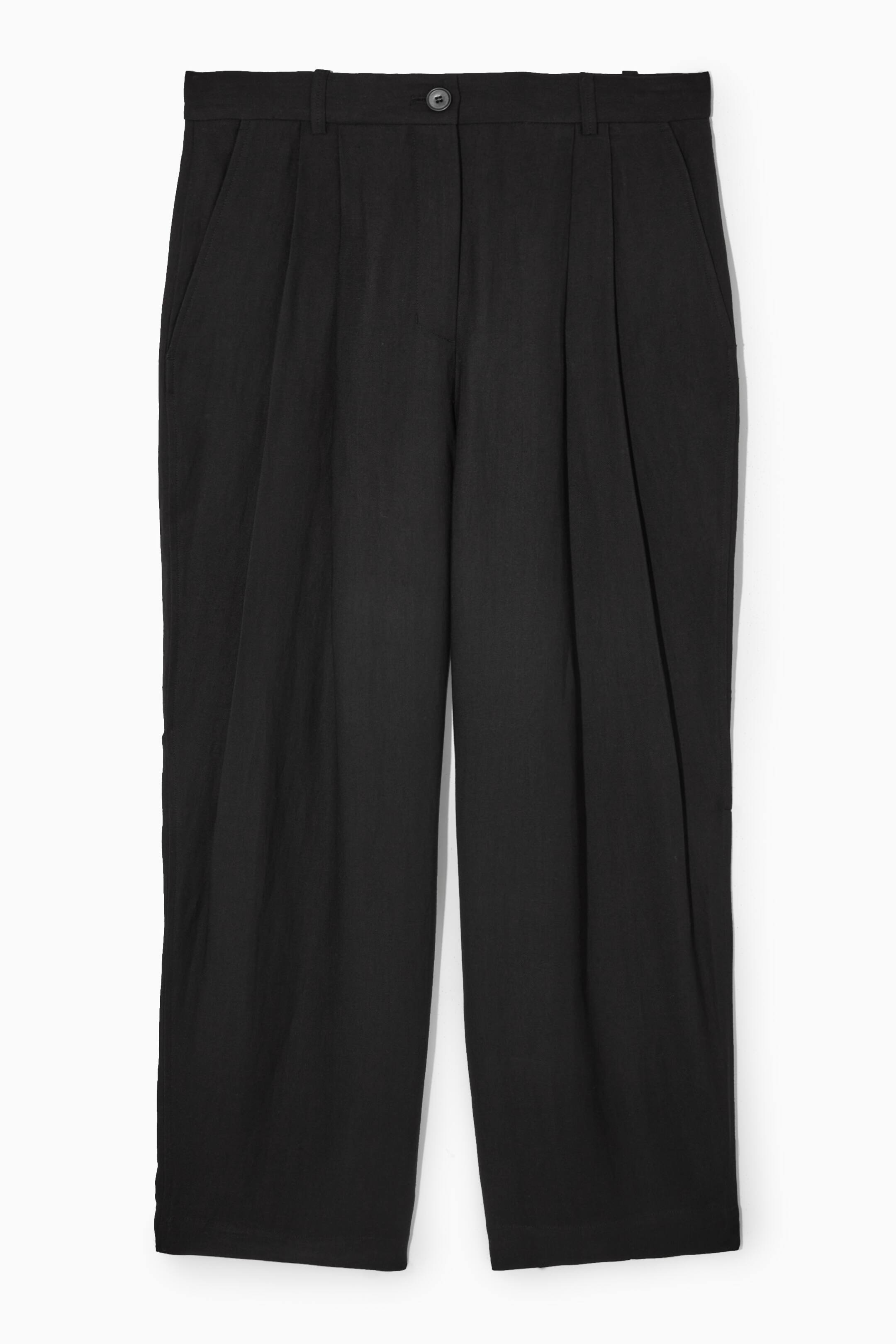 Grotere afbeelding bekijken: STRAIGHT-LEG LINEN-BLEND TROUSERS - BLACK - DAMES | H&M NL 1