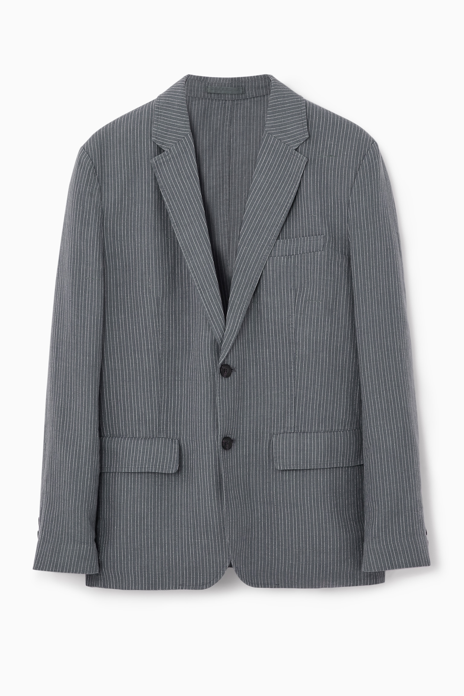 UNSTRUCTURED LINEN BLAZER - GREY / PINSTRIPE/STONE/DARK NAVY