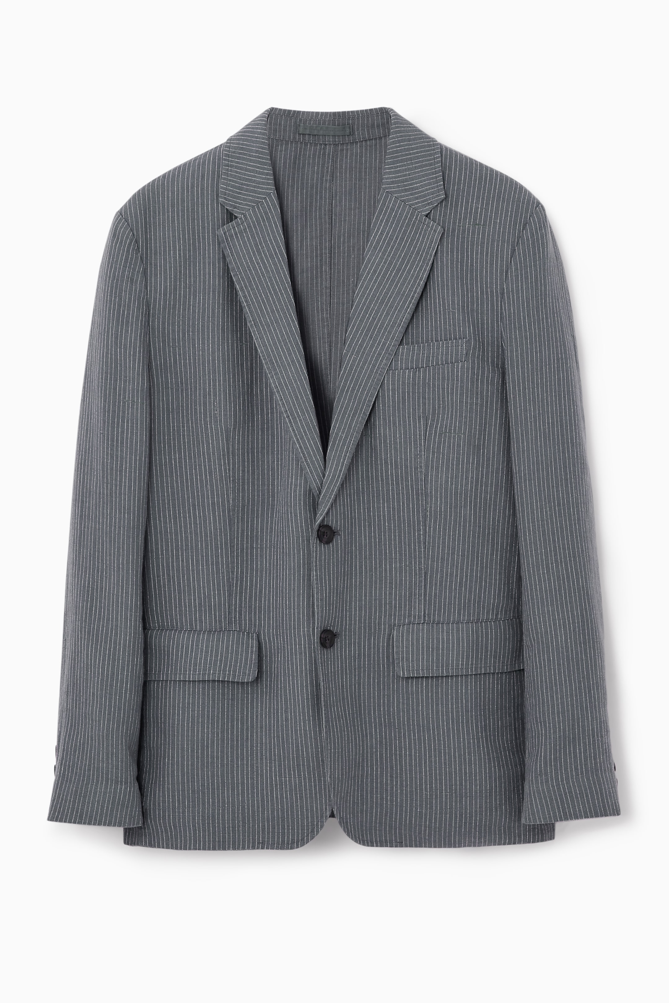 View larger image: UNSTRUCTURED LINEN BLAZER - GREY / PINSTRIPE - Men | H&M GB 1