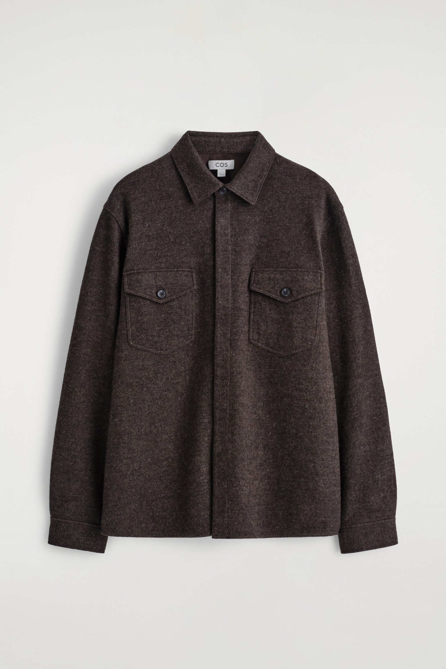 SOBRECAMISA DE LANA HERVIDA RELAXED FIT - MARRÓN OSCURO/NEGRO/CAQUI OSCURO