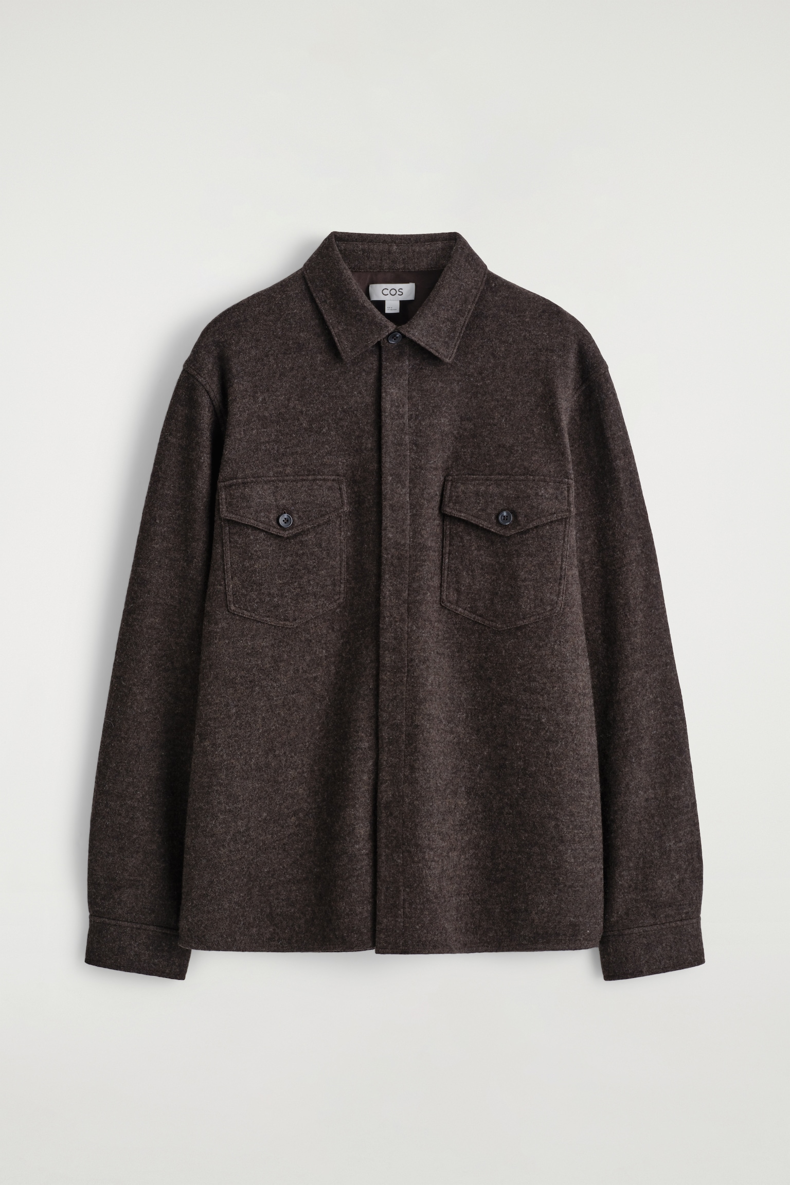 SOBRECAMISA DE LANA HERVIDA RELAXED FIT - MARRÓN OSCURO/CAQUI OSCURO