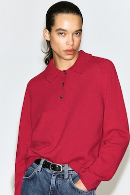 MERINO WOOL POLO SHIRT — RED 6
