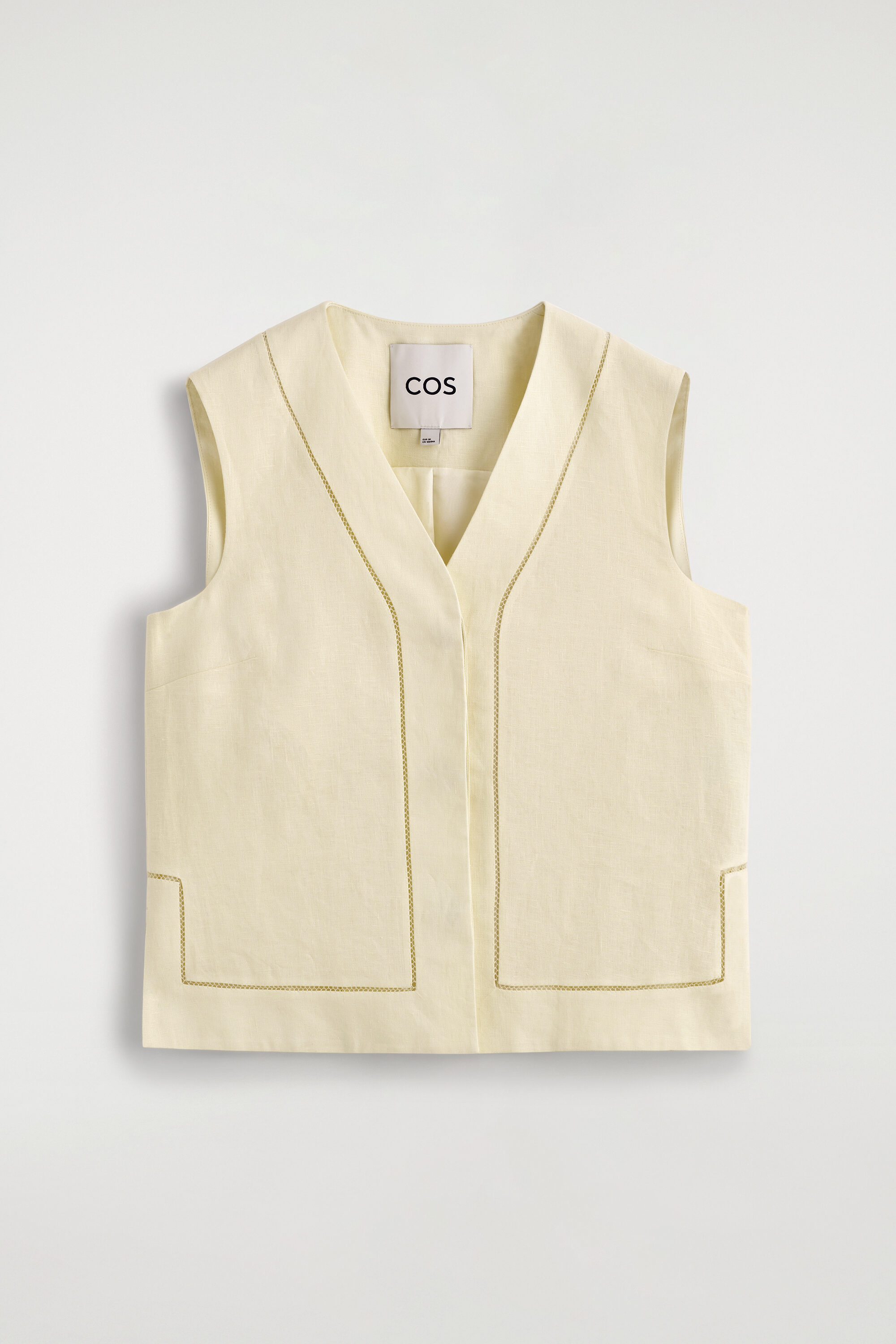 EMBROIDERED-DETAIL LINEN VEST - BUTTER YELLOW | COS US