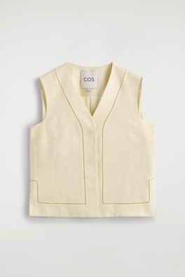 EMBROIDERED-DETAIL LINEN WAISTCOAT — BUTTER YELLOW 7
