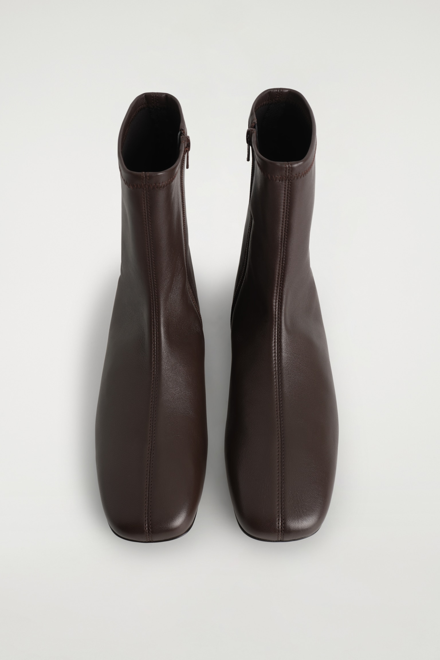 BOTTINES CHAUSSETTES EN CUIR - BRUN FONCÉ - 3