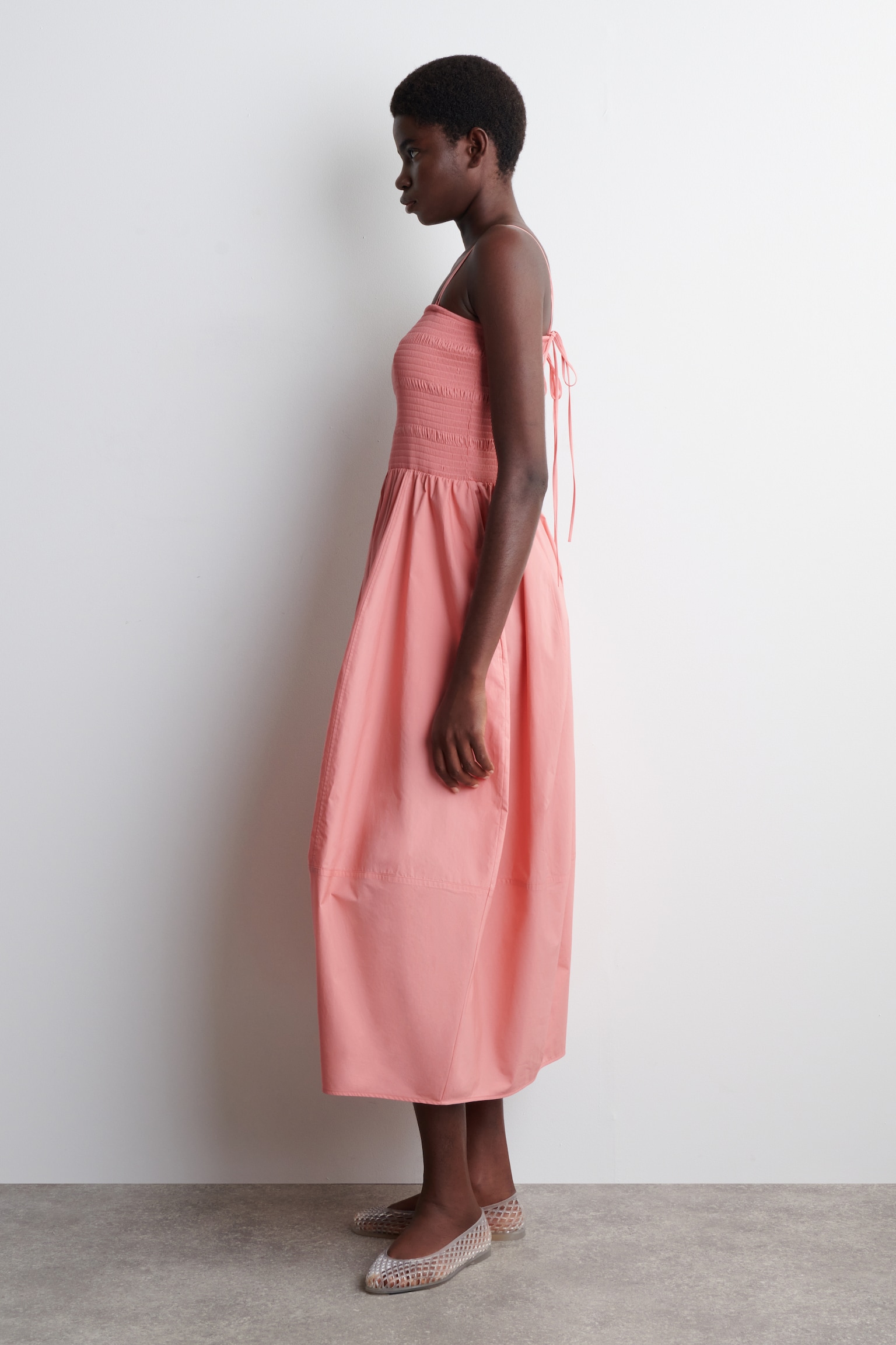 VESTIDO MIDI FRUNCIDO - ROSA/VERDE CLARO/AZUL MARINO - 5