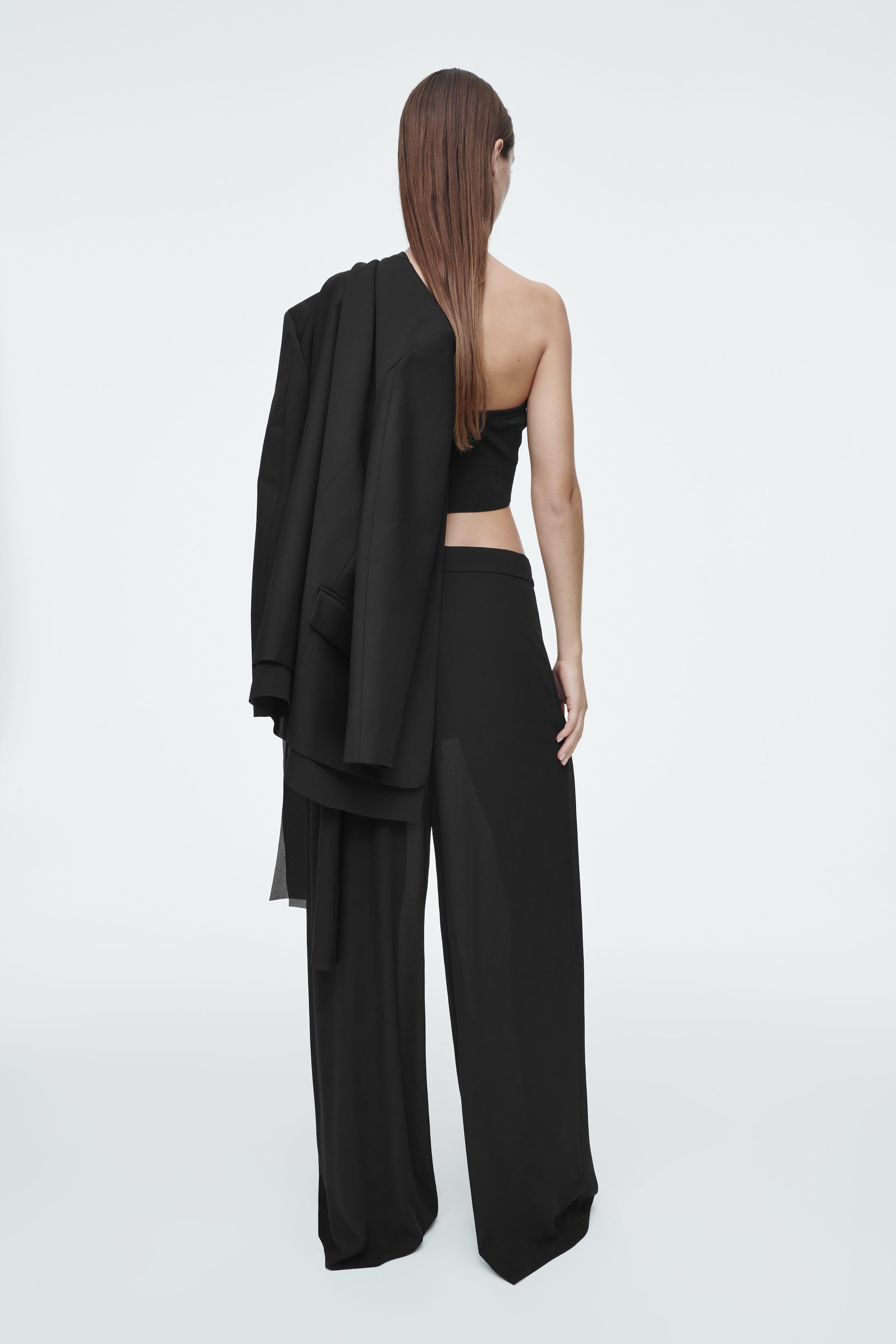 REGULAR TAILORED SHEER WIDE-LEG PANTS