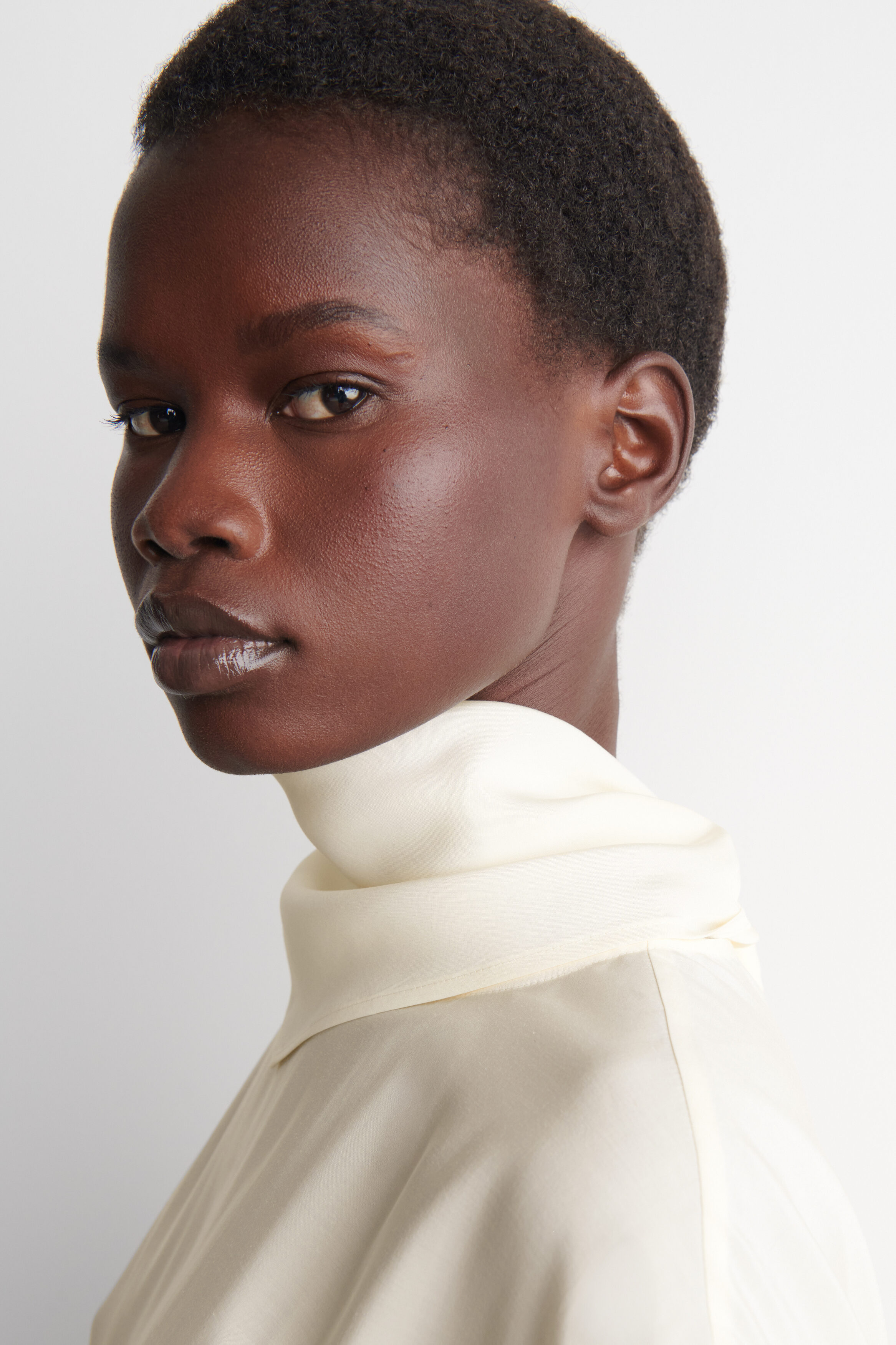 DRAPED SCARF-DETAIL TOP - IVORY | COS NO