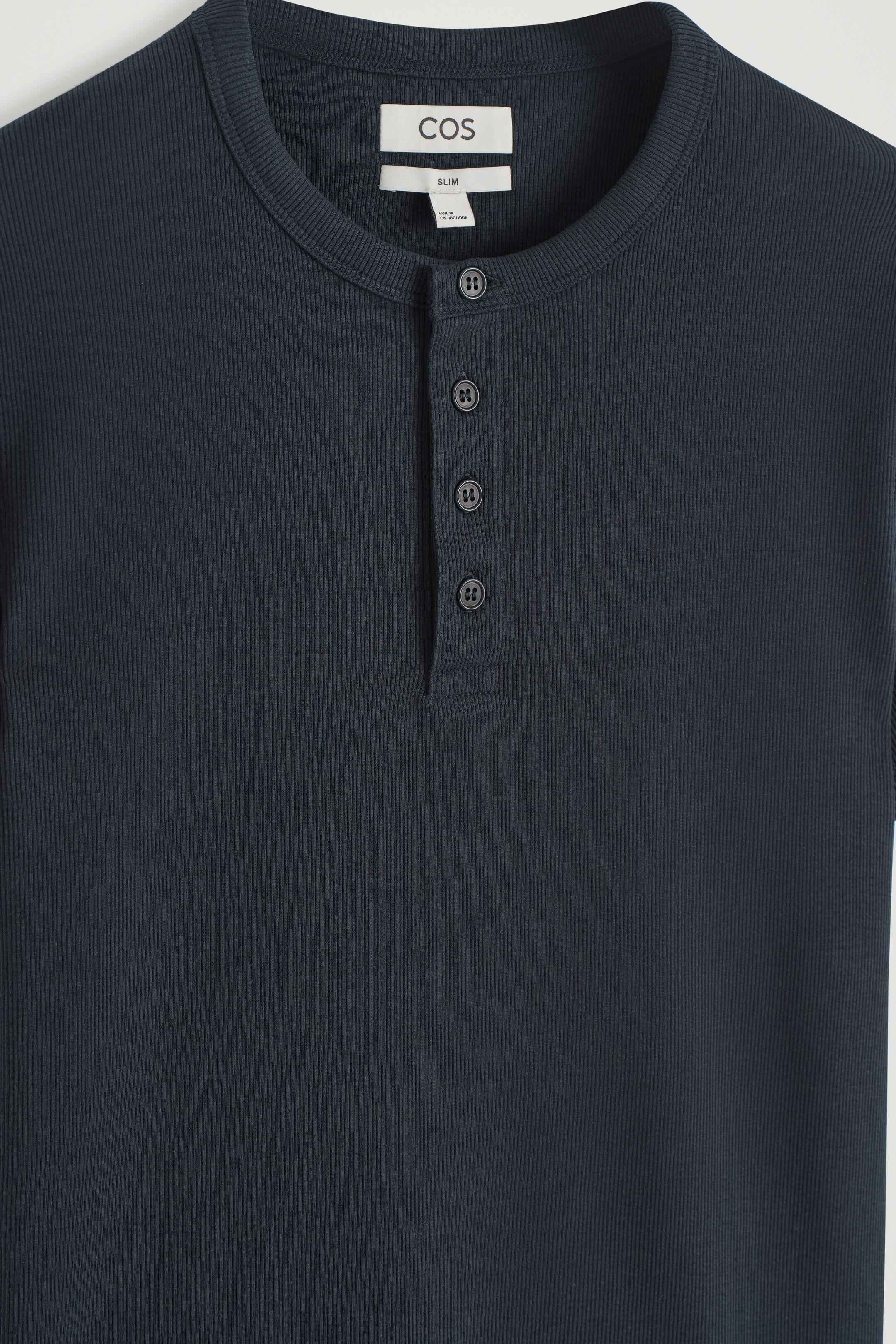 Ingrandisci l'immagine: SLIM-FIT RIBBED HENLEY T-SHIRT - NAVY - UOMO | H&M CH 7