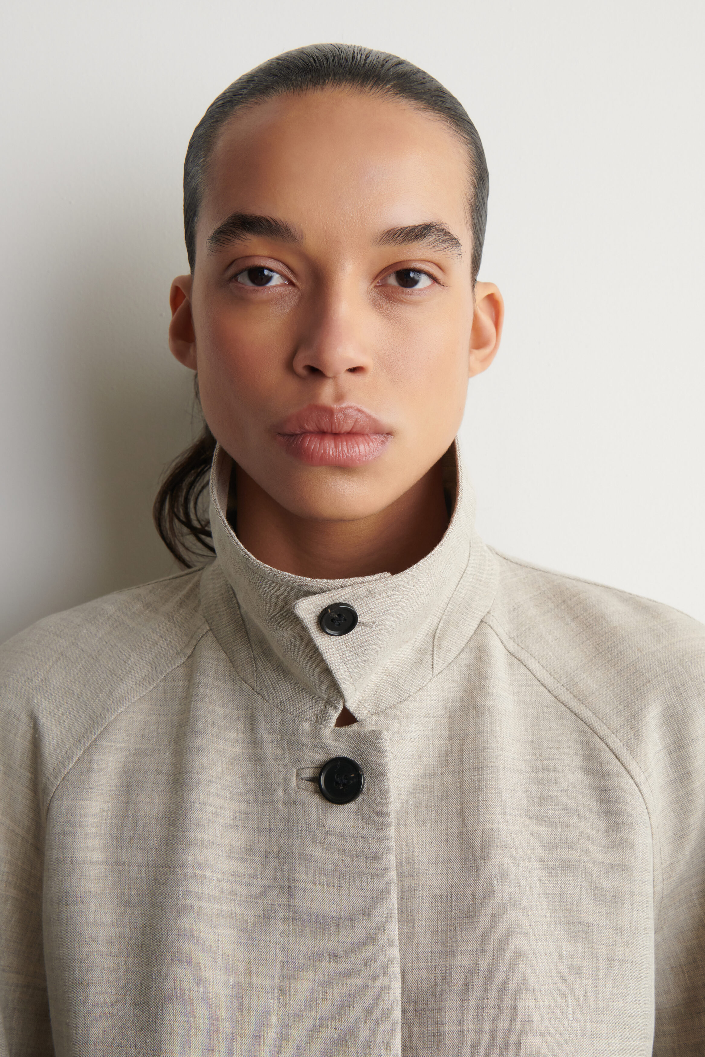 UNUSED★WOOL LINEN COAT (3) LINEN-WOOL LONG TRENCH COAT - STONE MÉLANGE | COS US