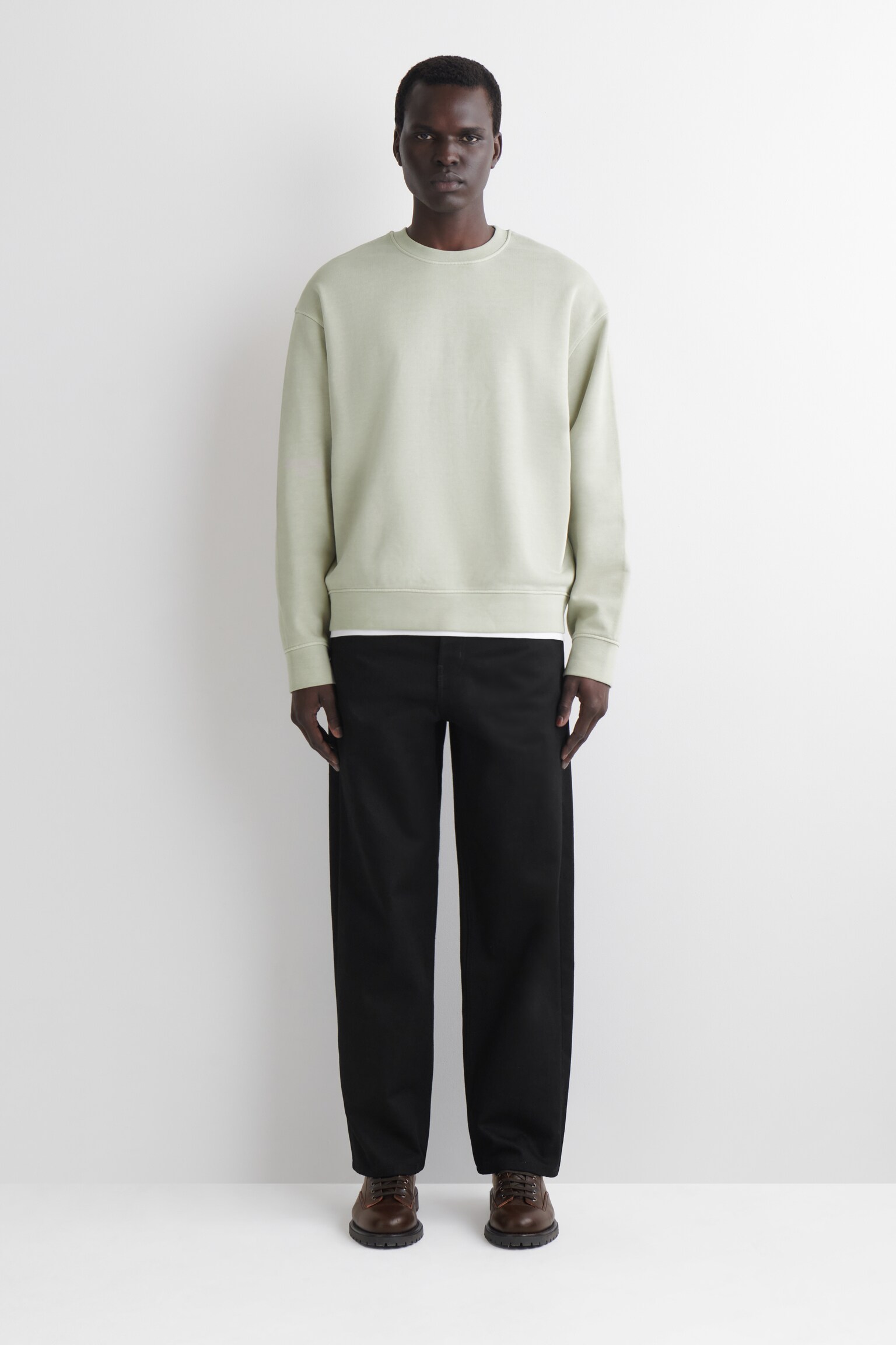 Camisola em algodão lavado - VERDE CLARO/AZUL-MARINHO/BRANCO - 7