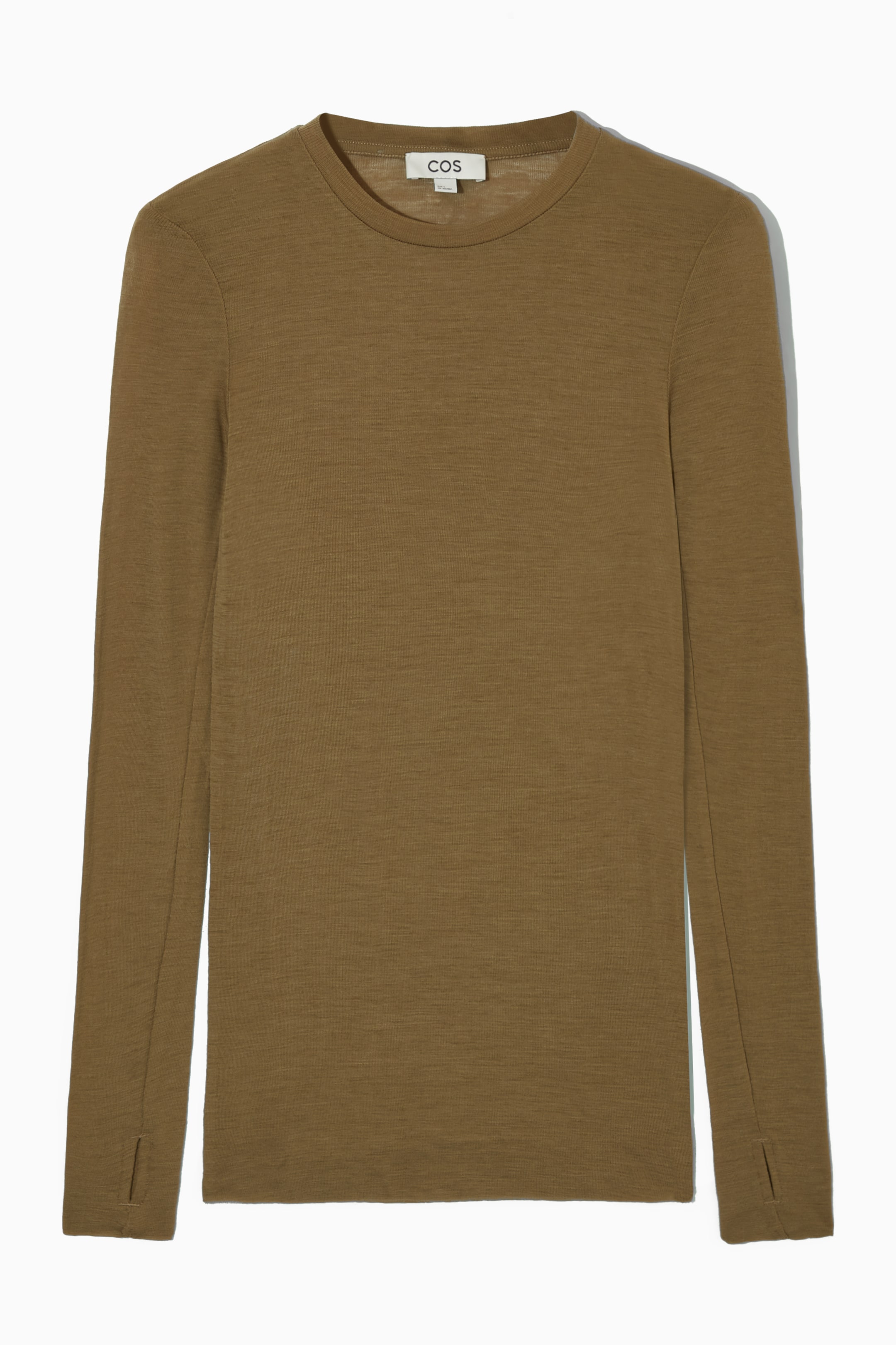 Se større billede: CREW-NECK MERINO WOOL TOP - BRUN - DAME | H&M DK 1