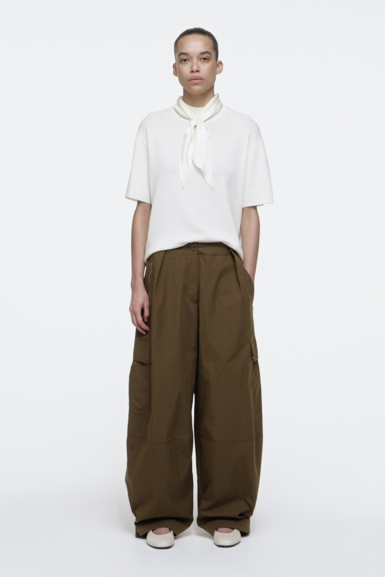 UTILITY BARREL-LEG TROUSERS - BROWN | COS