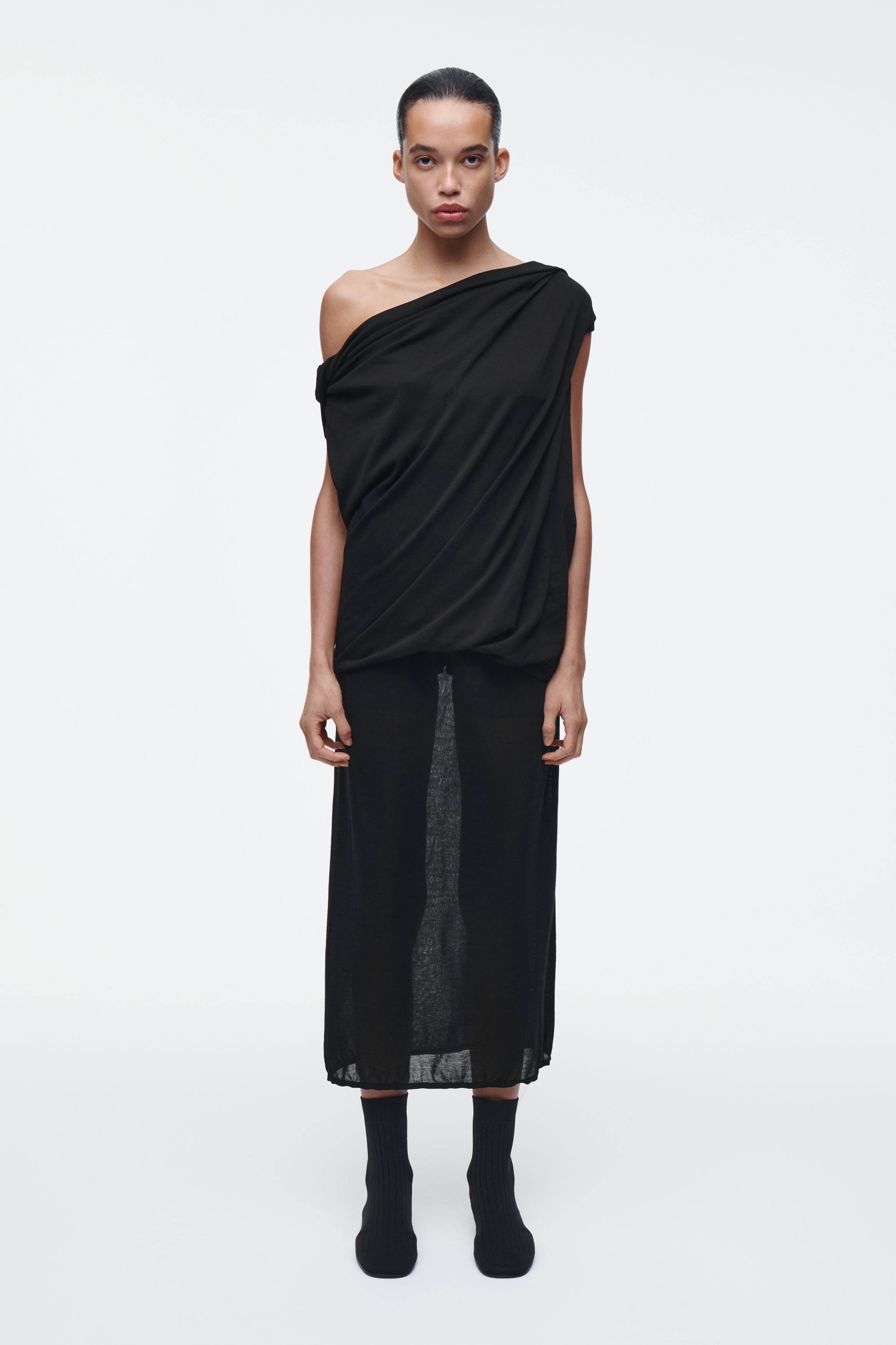 SHEER KNITTED SKIRT - CARBON | COS