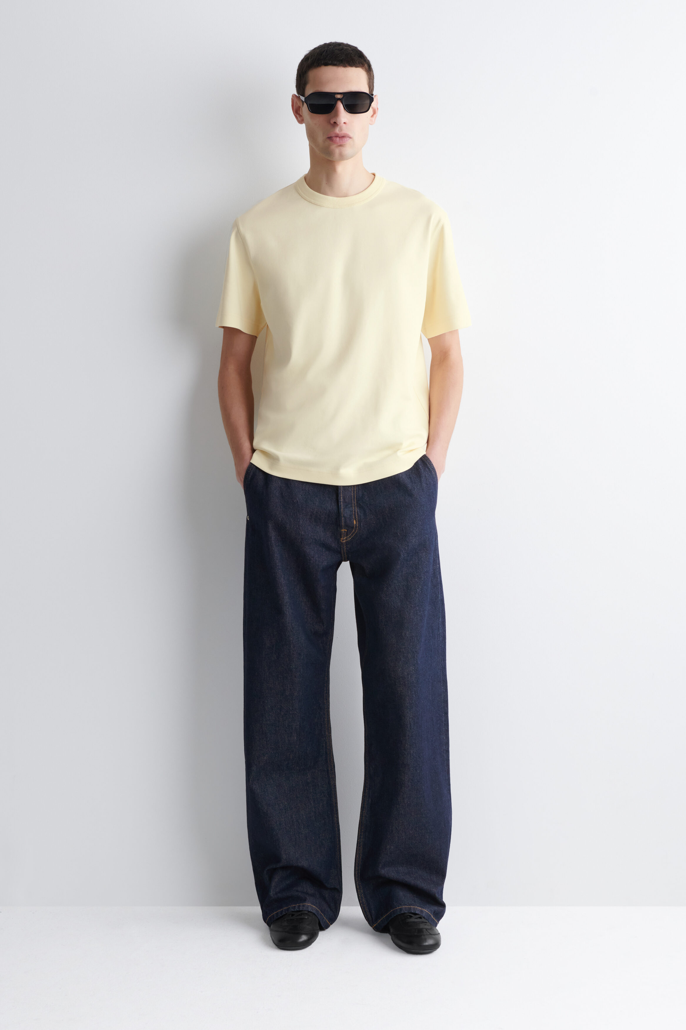 INTERLOCK COTTON CREW-NECK T-SHIRT - BUTTER YELLOW | COS NO