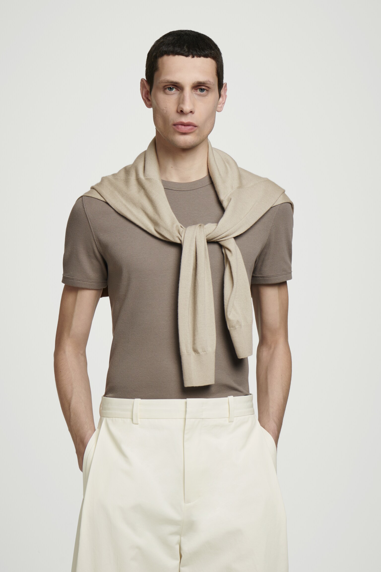 T-SHIRT SLIM IN COTONE A COSTE - TALPA SCURO/GRIGIO CHIARO/BLU NAVY/KAKI SCURO/NERO/BIANCO/KAKI/ANTRACITE - 1