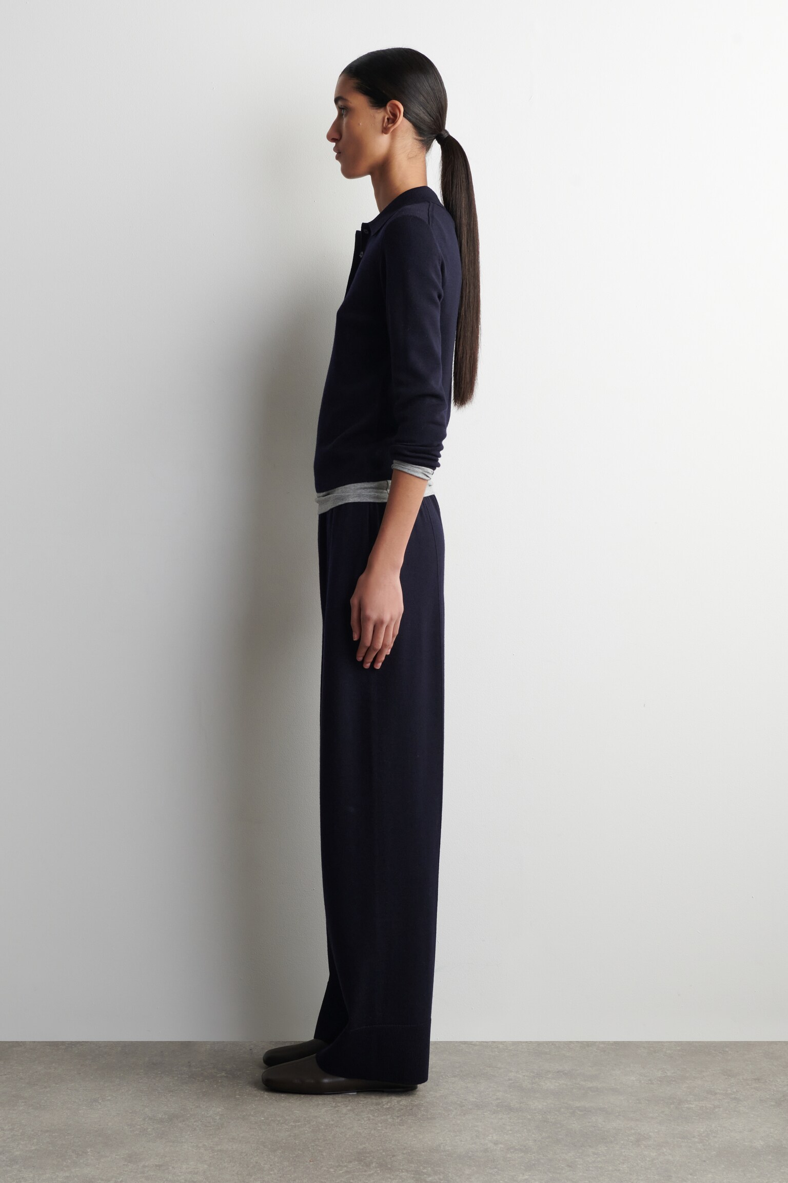 Poloshirt van merinowol met verkorte mouwen - MARINEBLAUW - 5