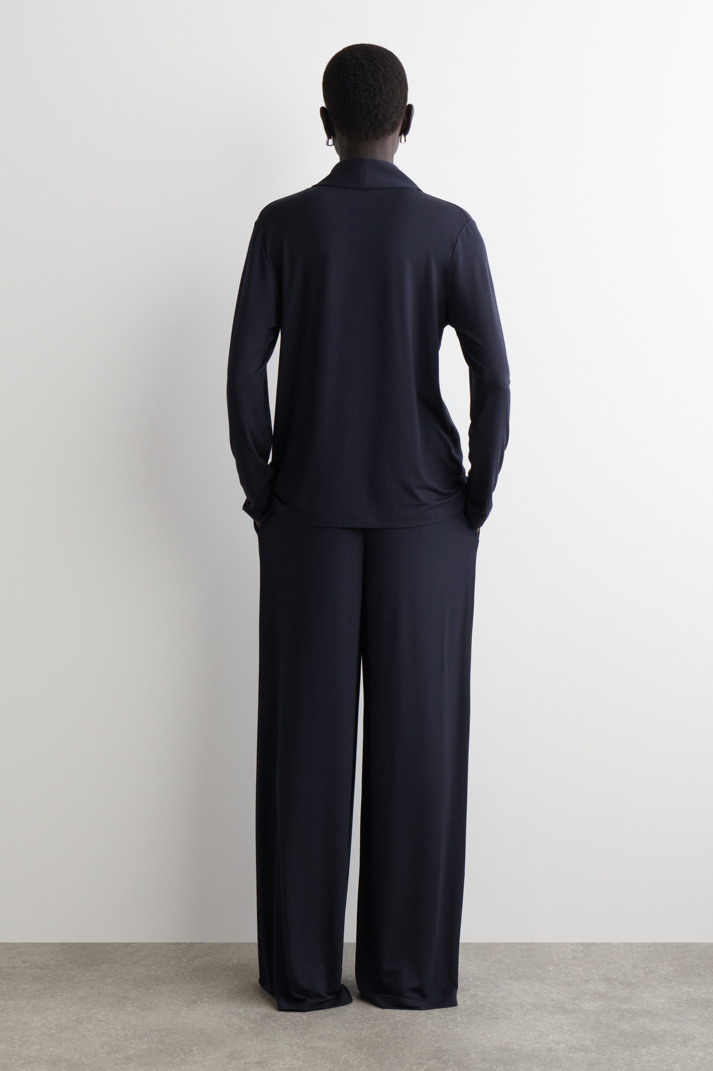 FLUID JERSEY WIDE-LEG PANTS - NAVY | COS US
