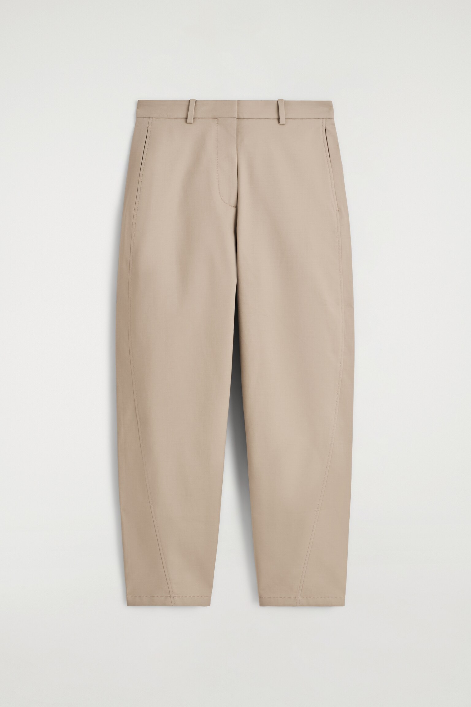 CHINOHOSE AUS BAUMWOLLE MIT BARREL-BEIN - BEIGE/NAVYBLAU